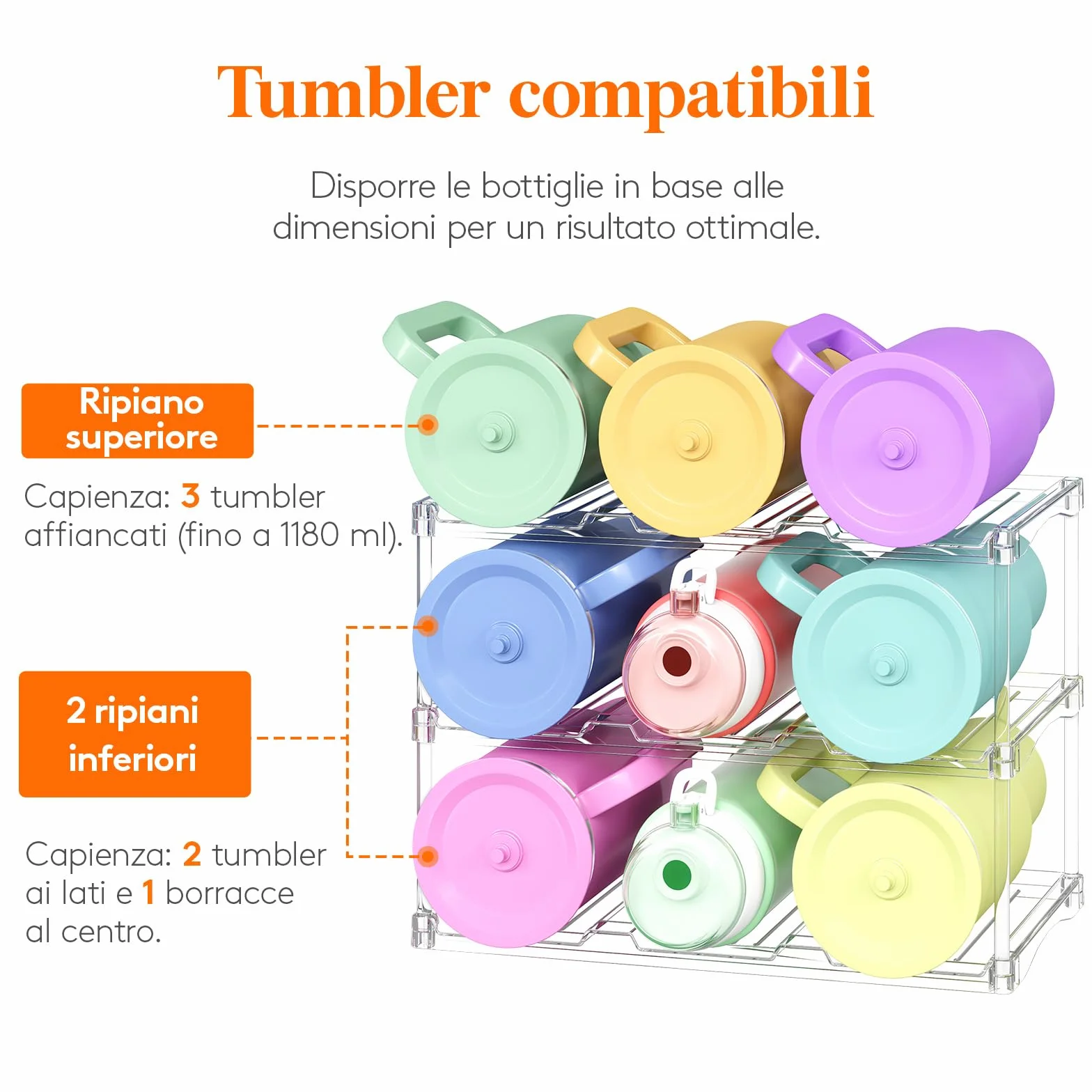 Lifewit Organizer Impilabile per Bottiglie 3 Ripiani 9 Bottiglie Plastica Cucina