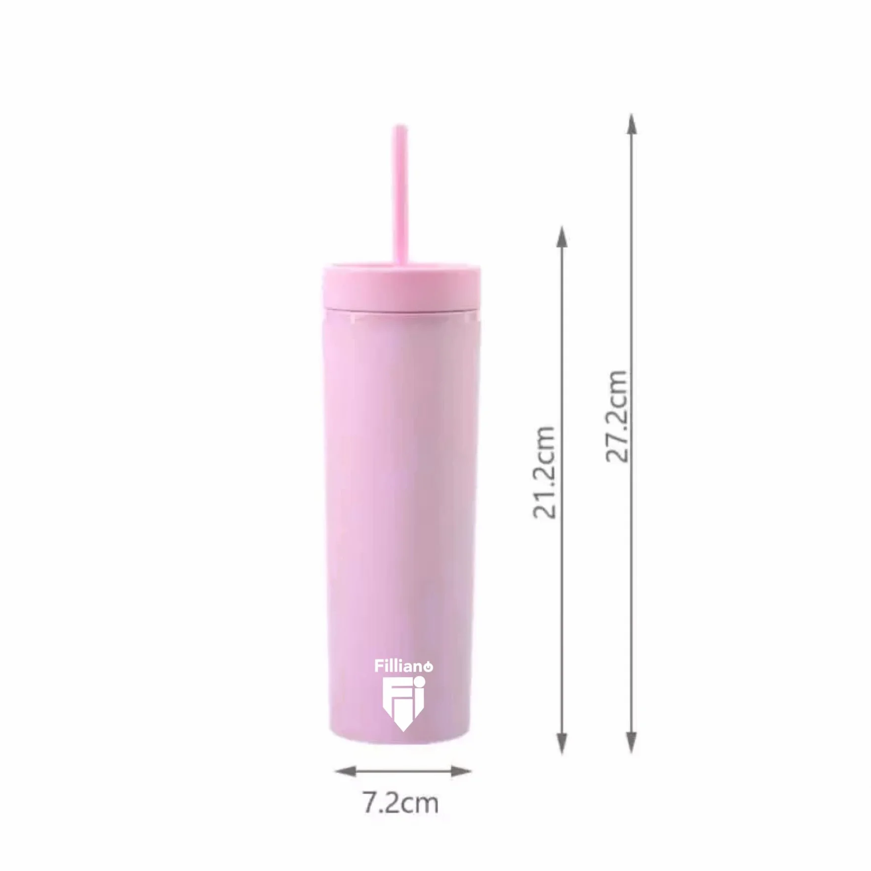 Bicchiere con cannuccia a doppia parete 473ml/16oz Tumbler in acrilico per bevande (Rosa)