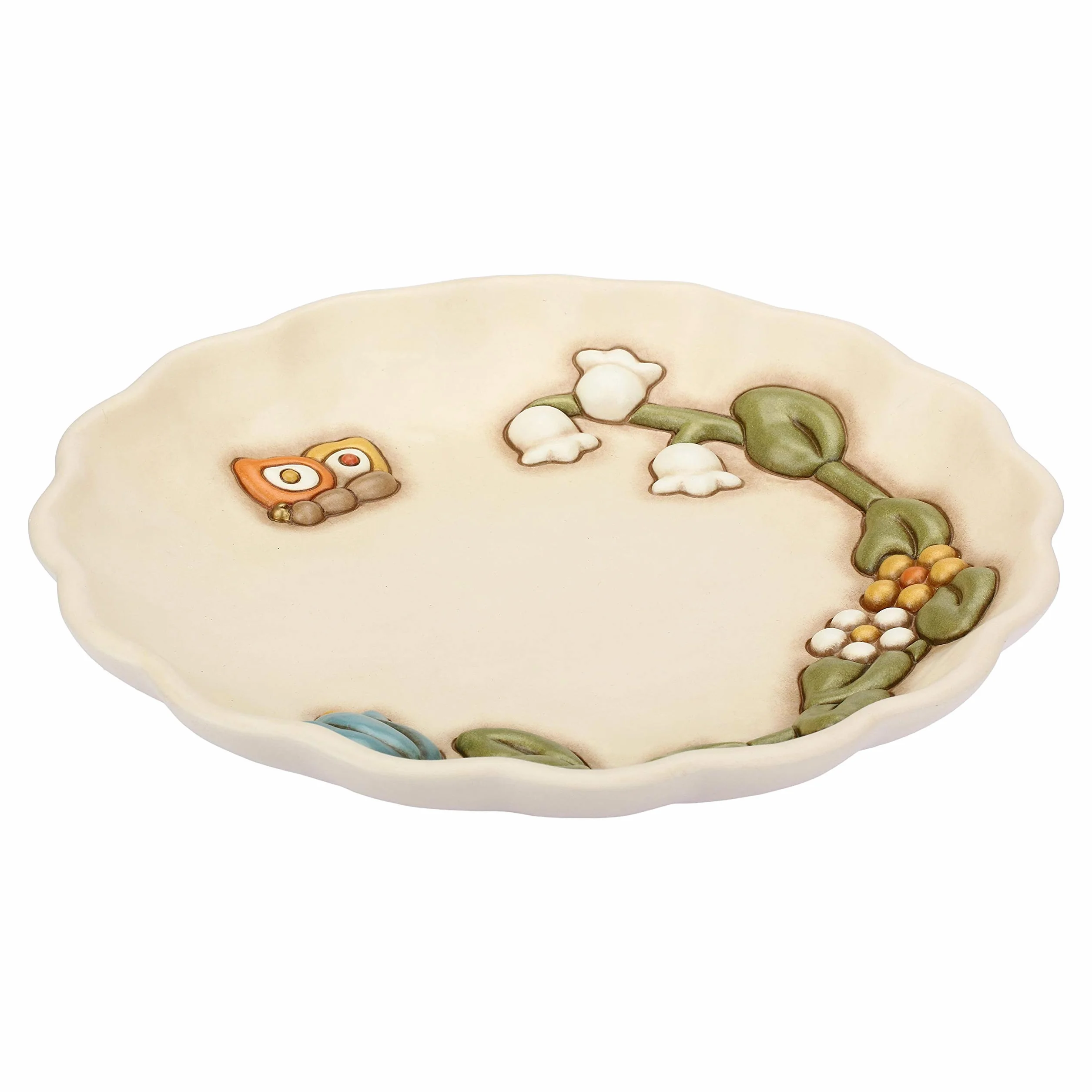 THUN Centrotavola Decorato Fiori Farfalla Ceramica Ø 30,4 cm Accessori Casa