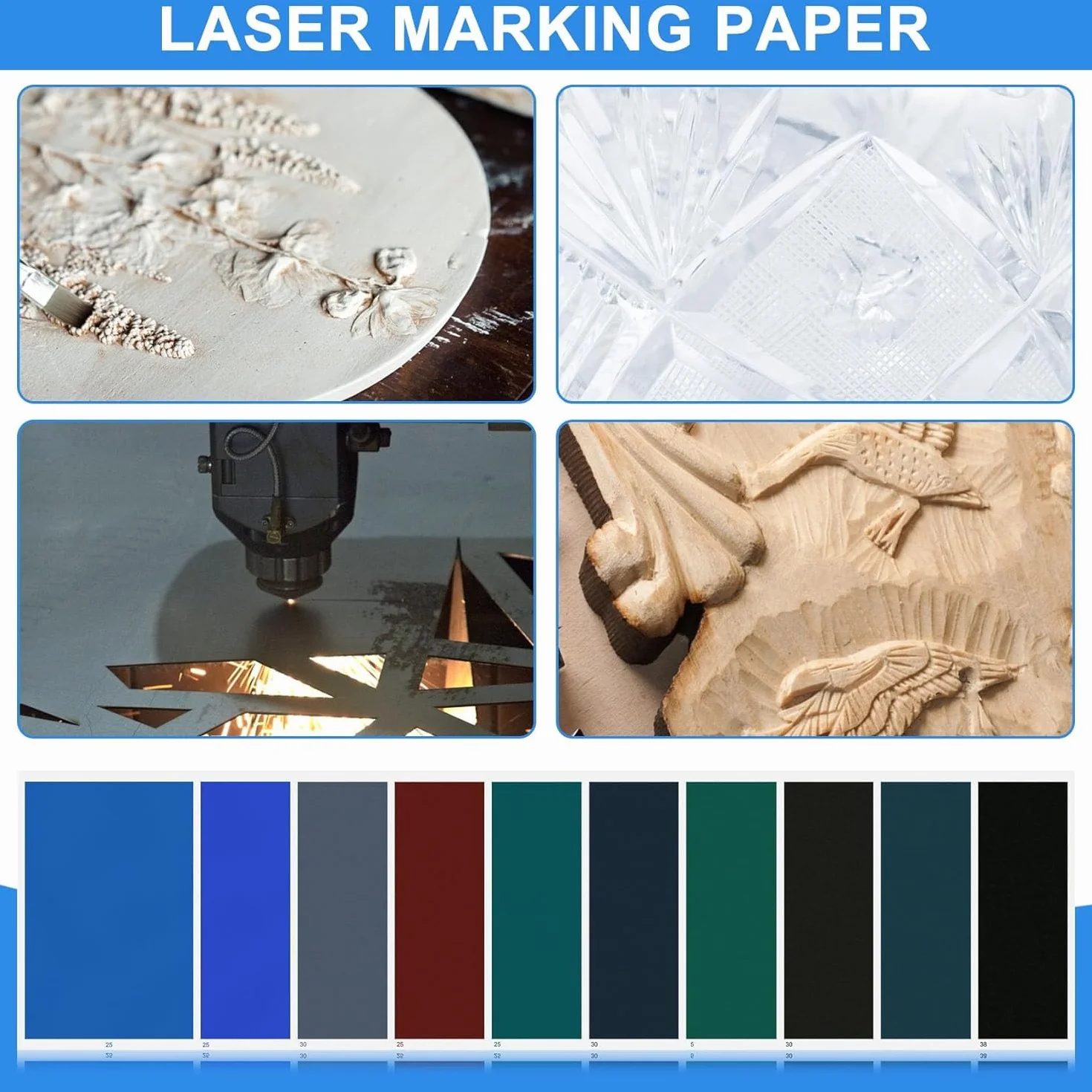 Carta per Incisione Laser 27x39cm 10 Pezzi Colorata Non Metallici