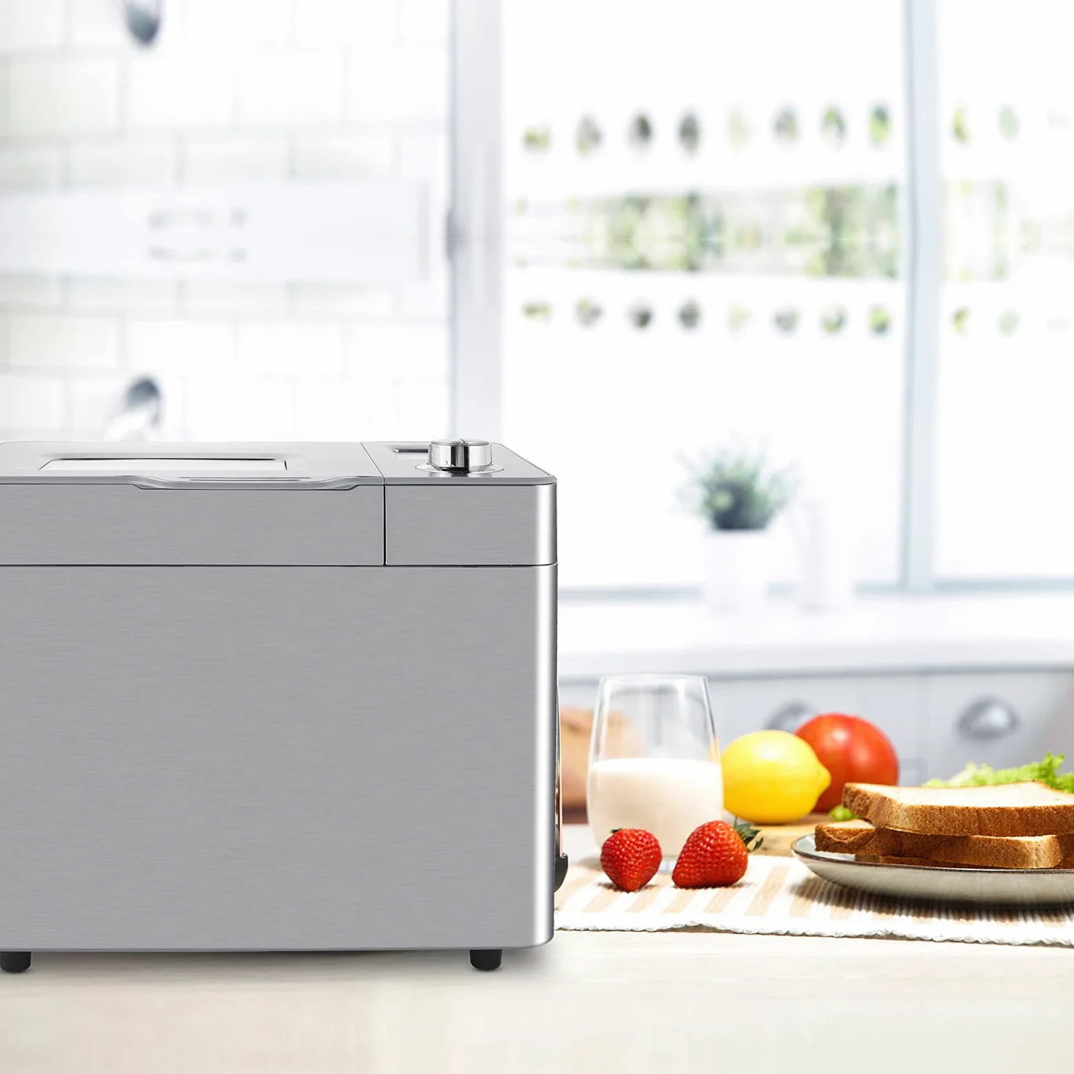 Macchina per il pane 550W con 25 programmi, Macchina per il pane in acciaio inox automatica con funzione di temporizzazione di 13 ore, Capacità è 500g-750g-900g