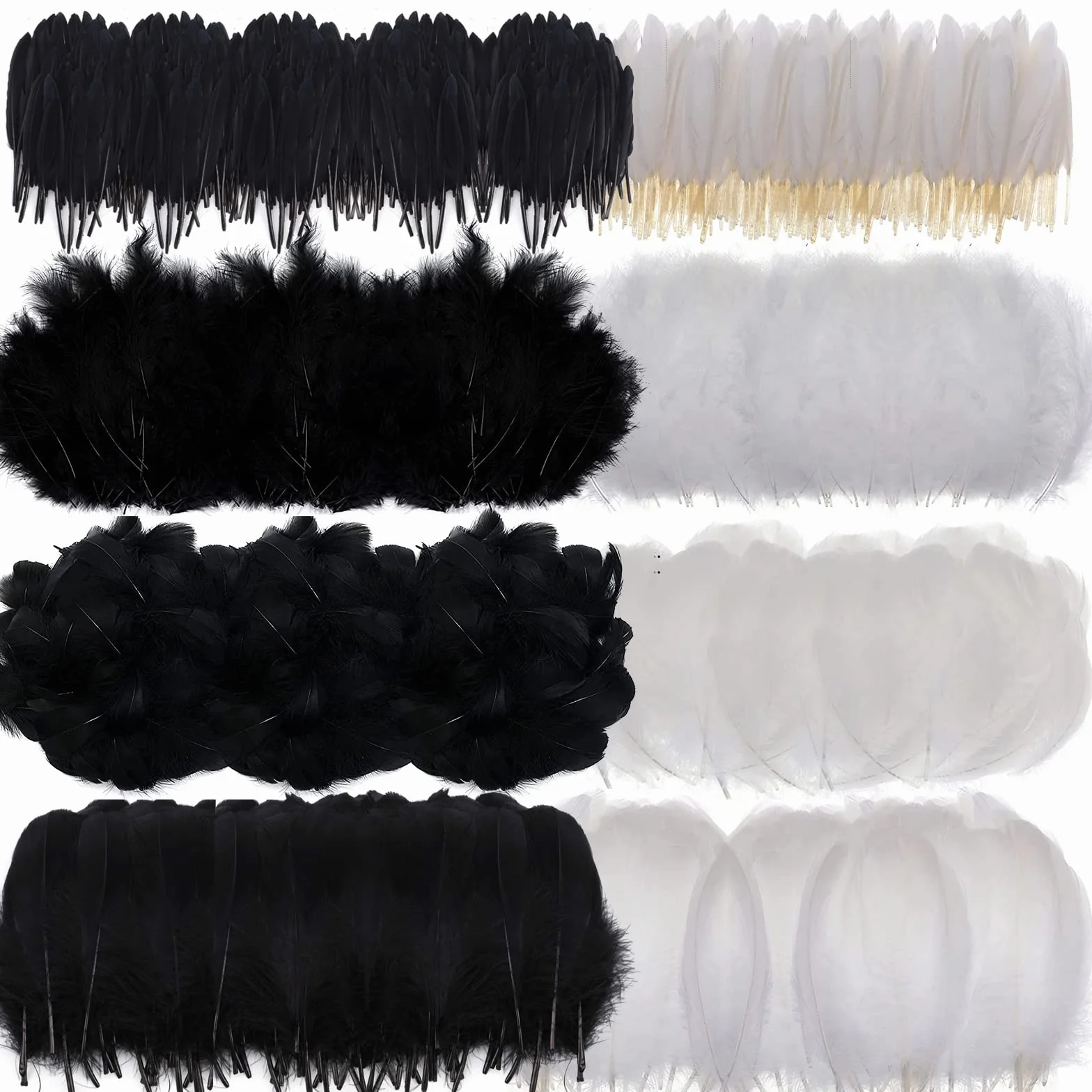 MWOOT 400 Pezzi Piume Decorative Naturali 8-18CM Bianca Nero per DIY Craft