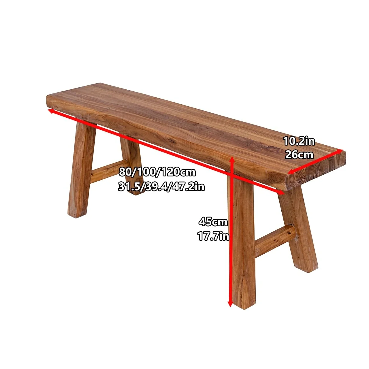 Panca in Legno Panca in Legno da Esterno,venature del Legno Naturali,Telaio di Supporto Robusto,Montaggio Facile, per Sala da Pranzo, Cucina, Soggiorno, Camera da Letto.(120 * 26 * 45cm)