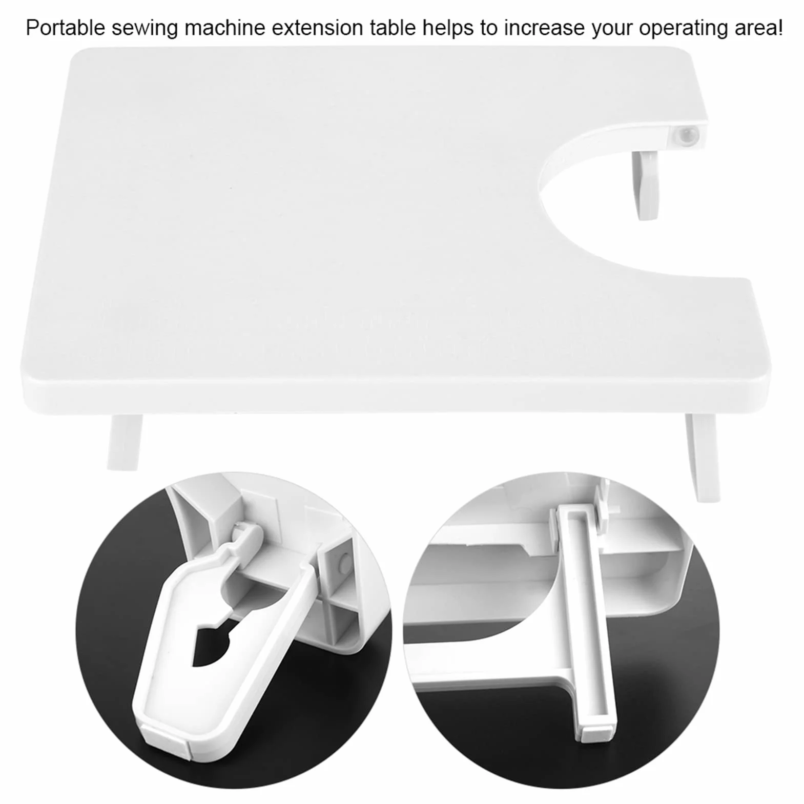 Acouto Tavolo da Cucitura Pieghevole Portatile in Plastica ABS con Tavola di Estensione per Grandi Progetti (bianco)
