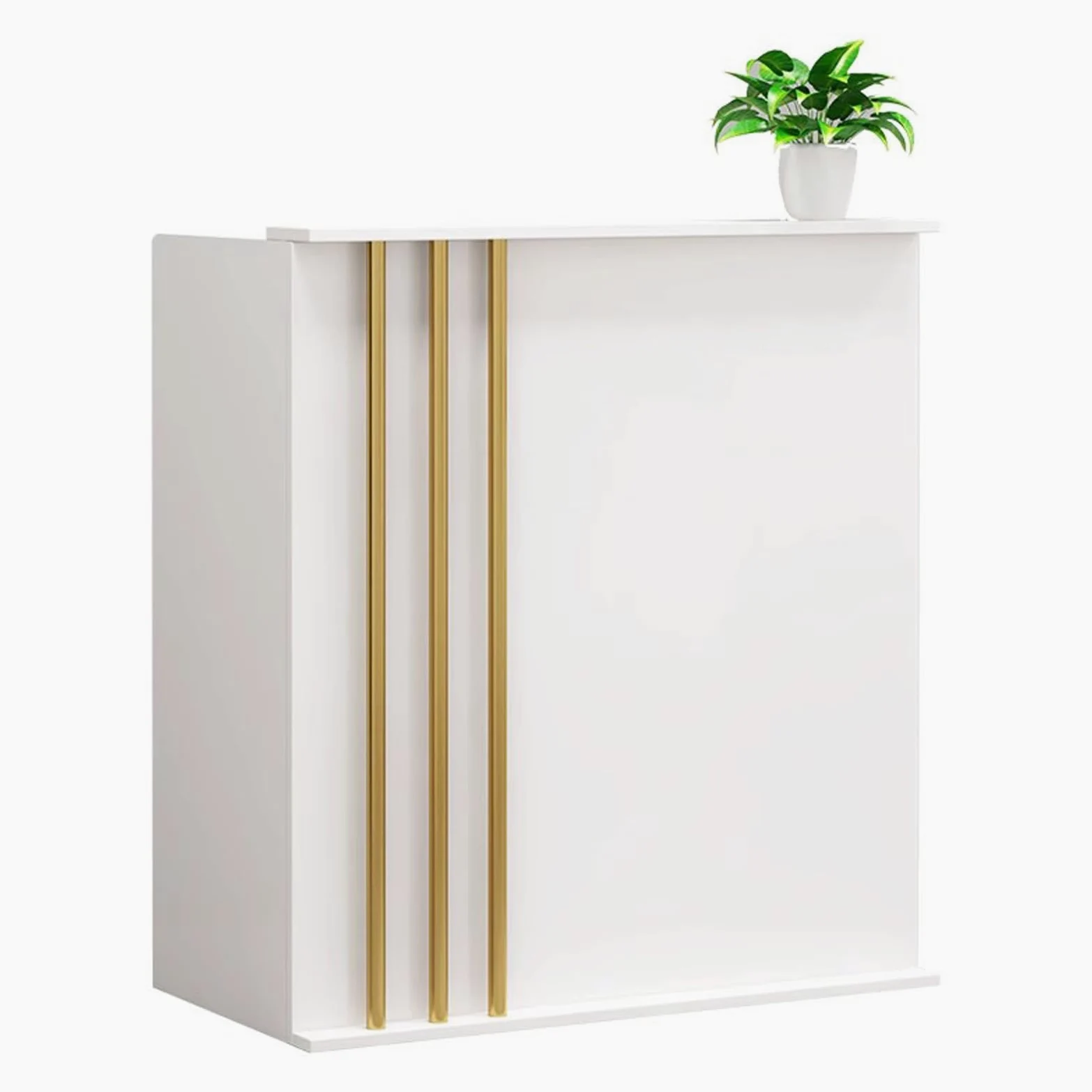 Generico Banco Reception Frontale, Banco Cassa Per Negozi con Cassetti e Ripiani Portaoggetti, Banco Reception Per Saloni Di Bellezza, Negozi Di Abbigliamento (Bianco senza armadietti)