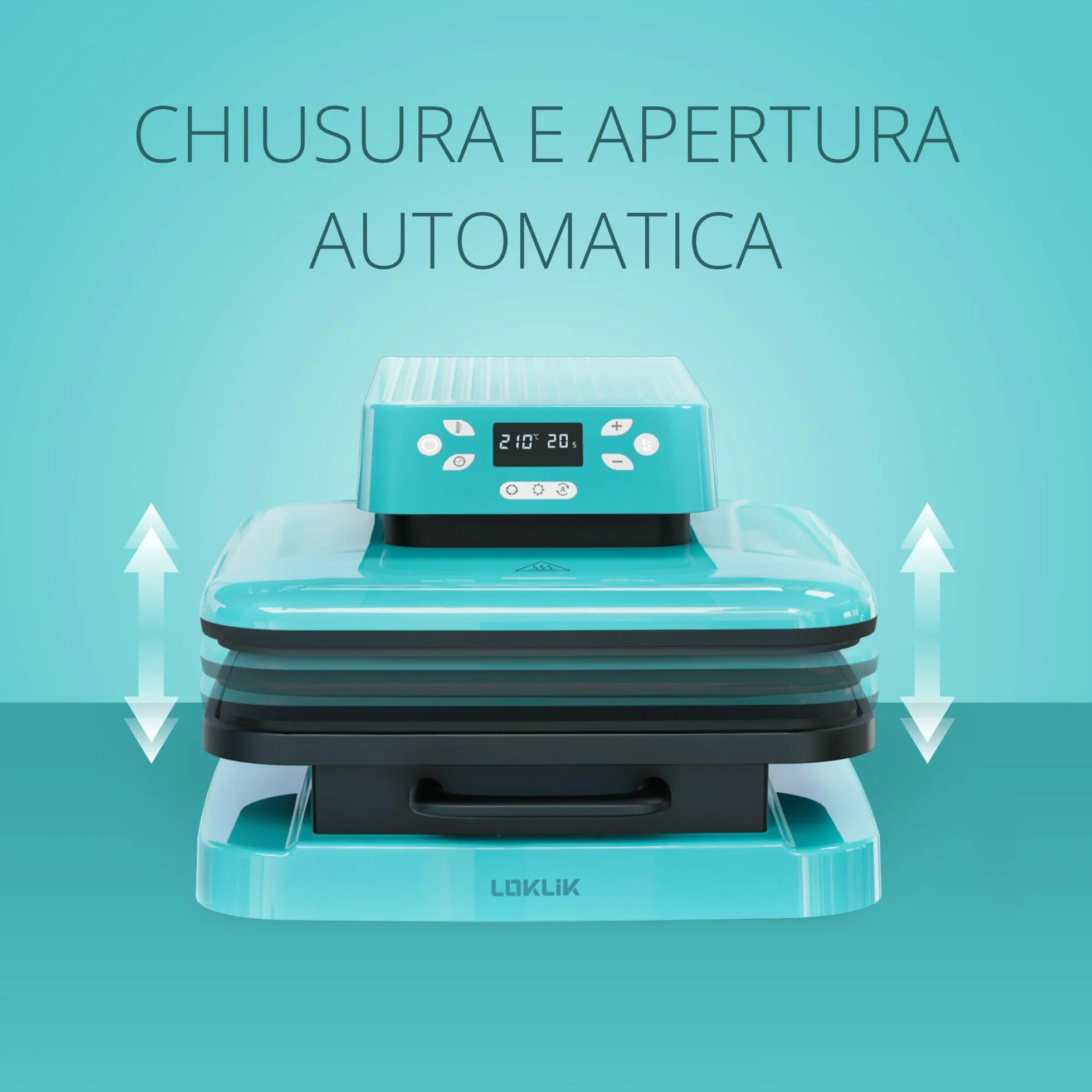 Pressa Termica Automatica LOKLIK per Personalizzare Tessuti Blu