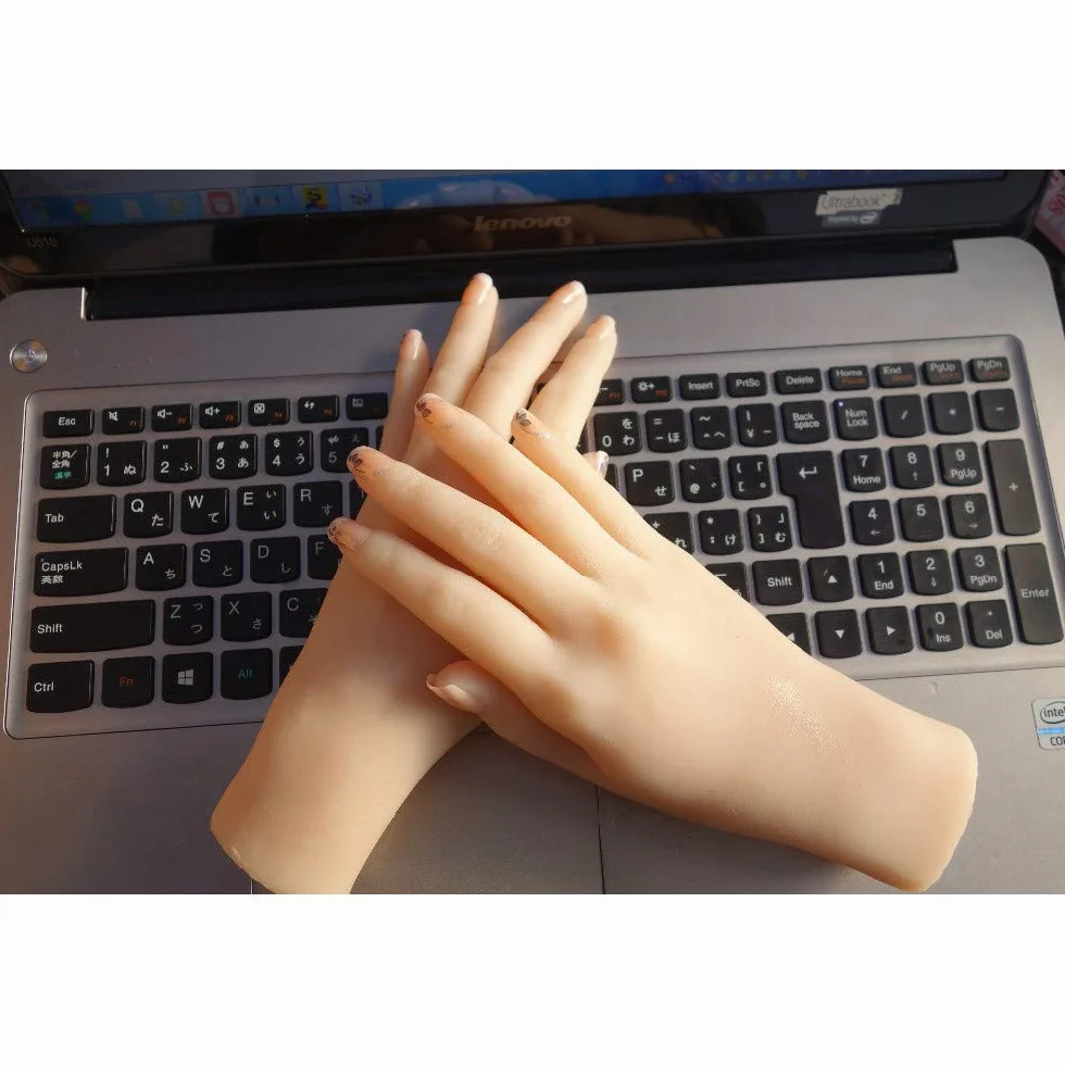 Piedi o mani in silicone, mano realistica in silicone, modello a mano in silicone, 1 paio di mani finte femminili a grandezza naturale in silicone morbido flessibile per anello braccialetto e Gl
