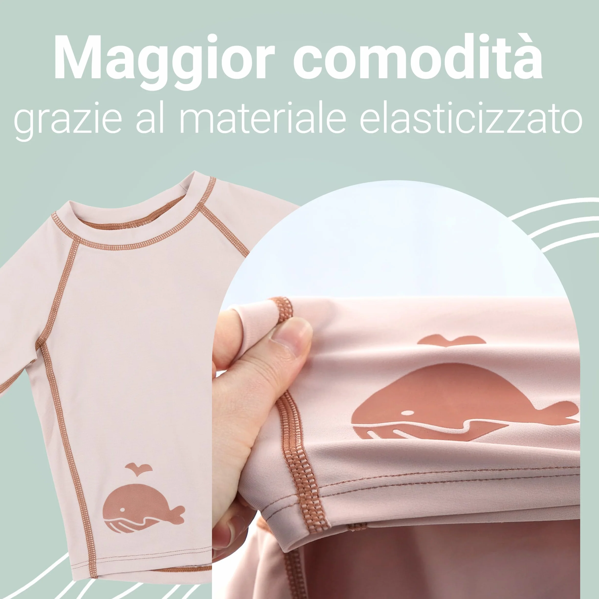 LaLoona Maglia Mare Protezione UV Neonato Manica Lunga con UPF 80+ Costume Bagno Asciugatura Rapida Oeko-Tex Standard 100