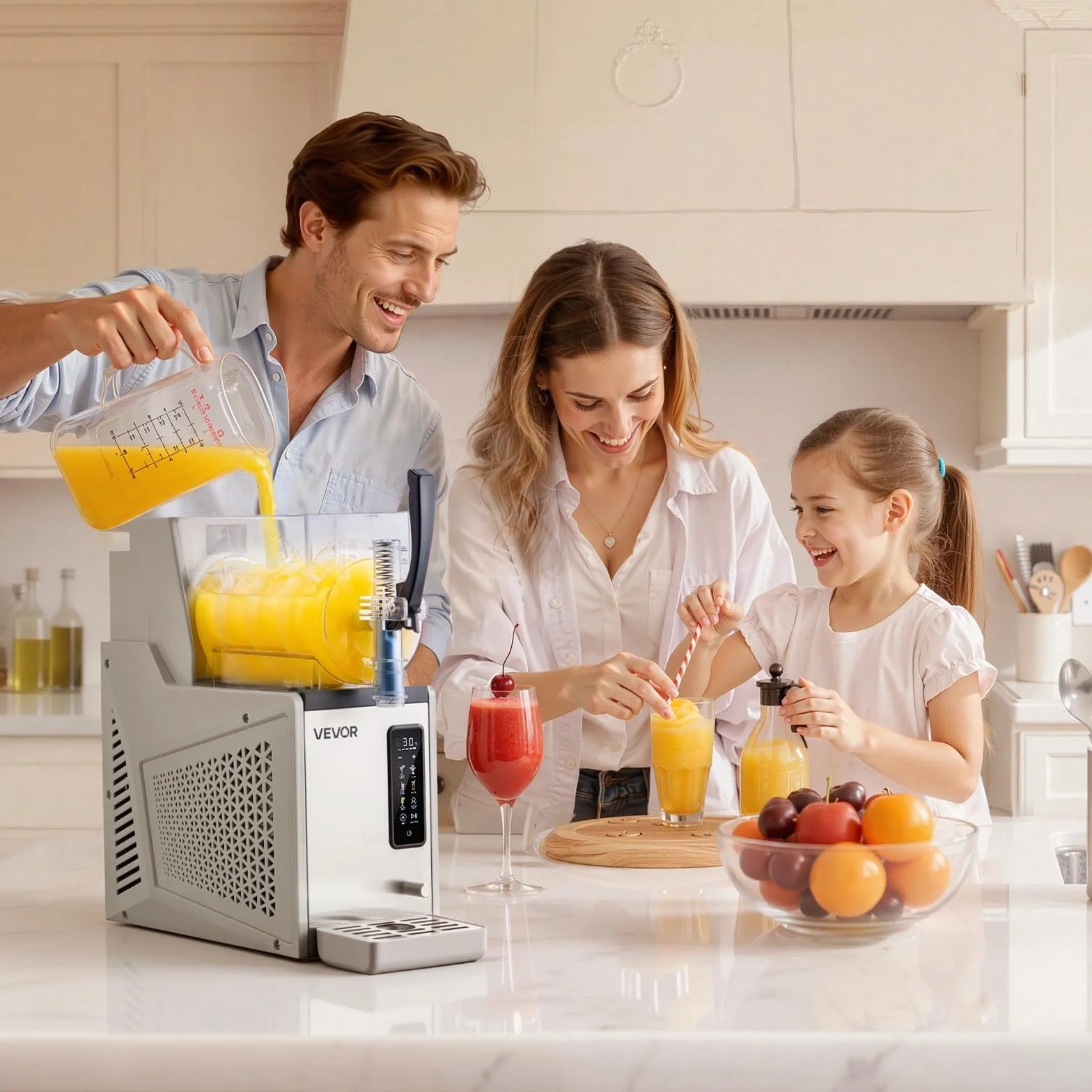 VEVOR Macchina per Granite 350 W 3 L Serbatoio Singolo Autopulente per Frappé, Milkshake, Frullati