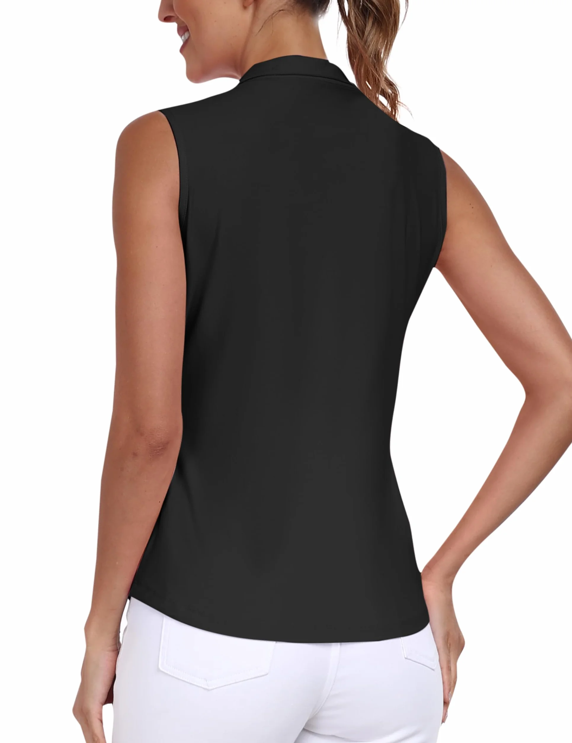MoFiz Donna Polo T Shirt Senza Maniche Golf Camicia Magliette Estiva Traspirante Top con Cerniera
