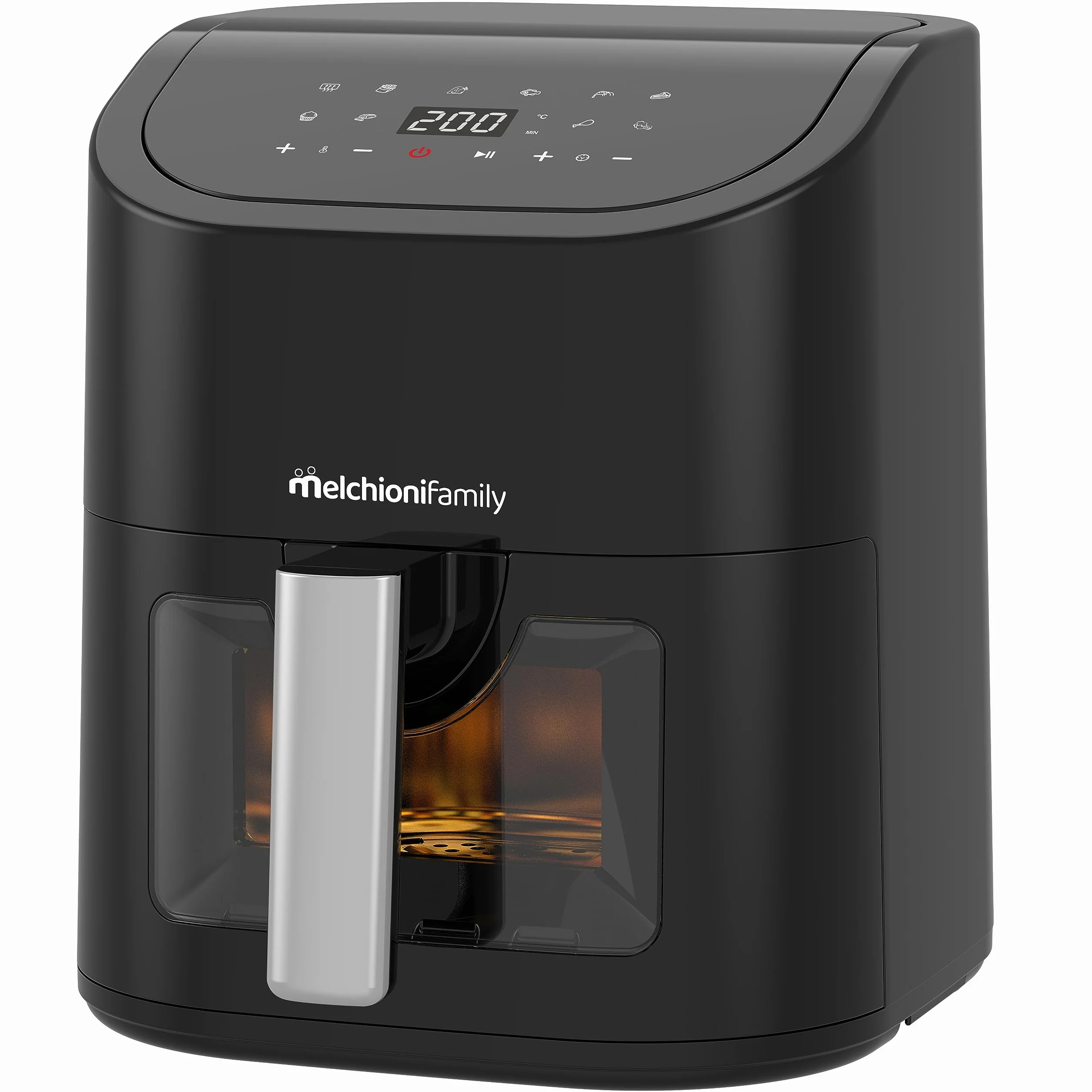 Melchioni Family Friggitrice ad Aria MARIANNA 5,2 litri con Finestra Trasparente Display Digitale 9 Programmi 50-200° Nero Ricondizionato