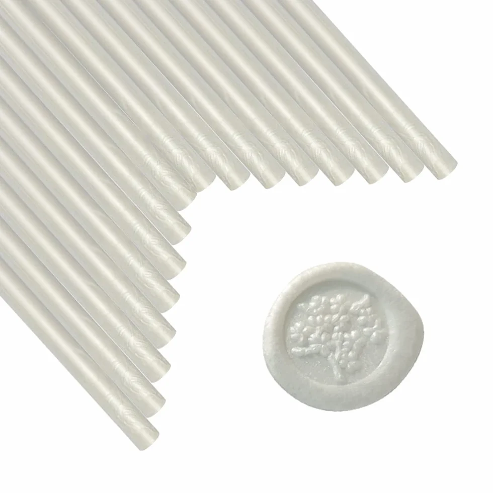 16 bastoncini di ceralacca per colla a pistola, colore bianco perlato, per pistola per colla da 1,1 cm, per inviti di nozze, biglietti, buste