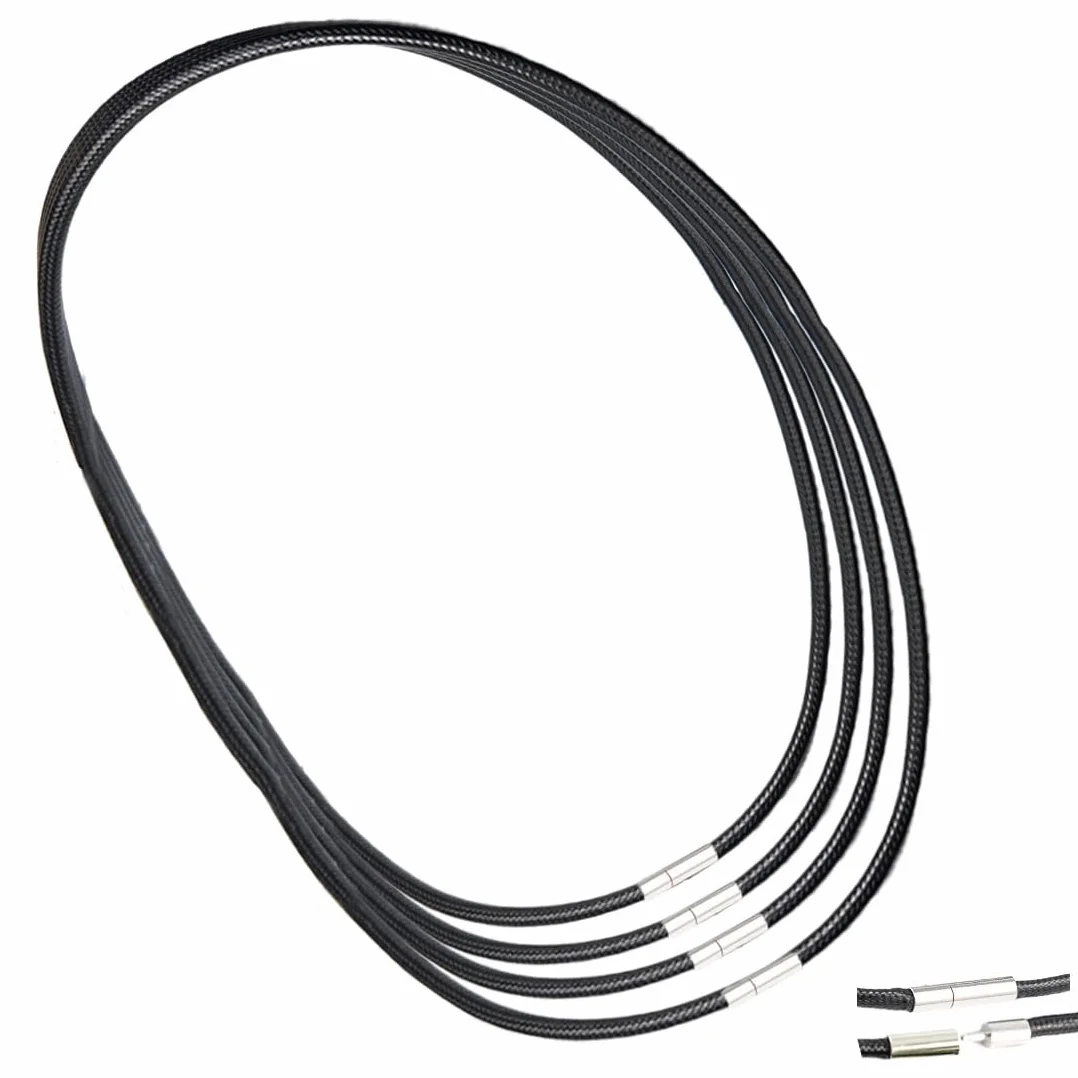 Cordino Per Collane Pelle Sintetica Intrecciata 1,5mm Nero 40-55cm 4pcs