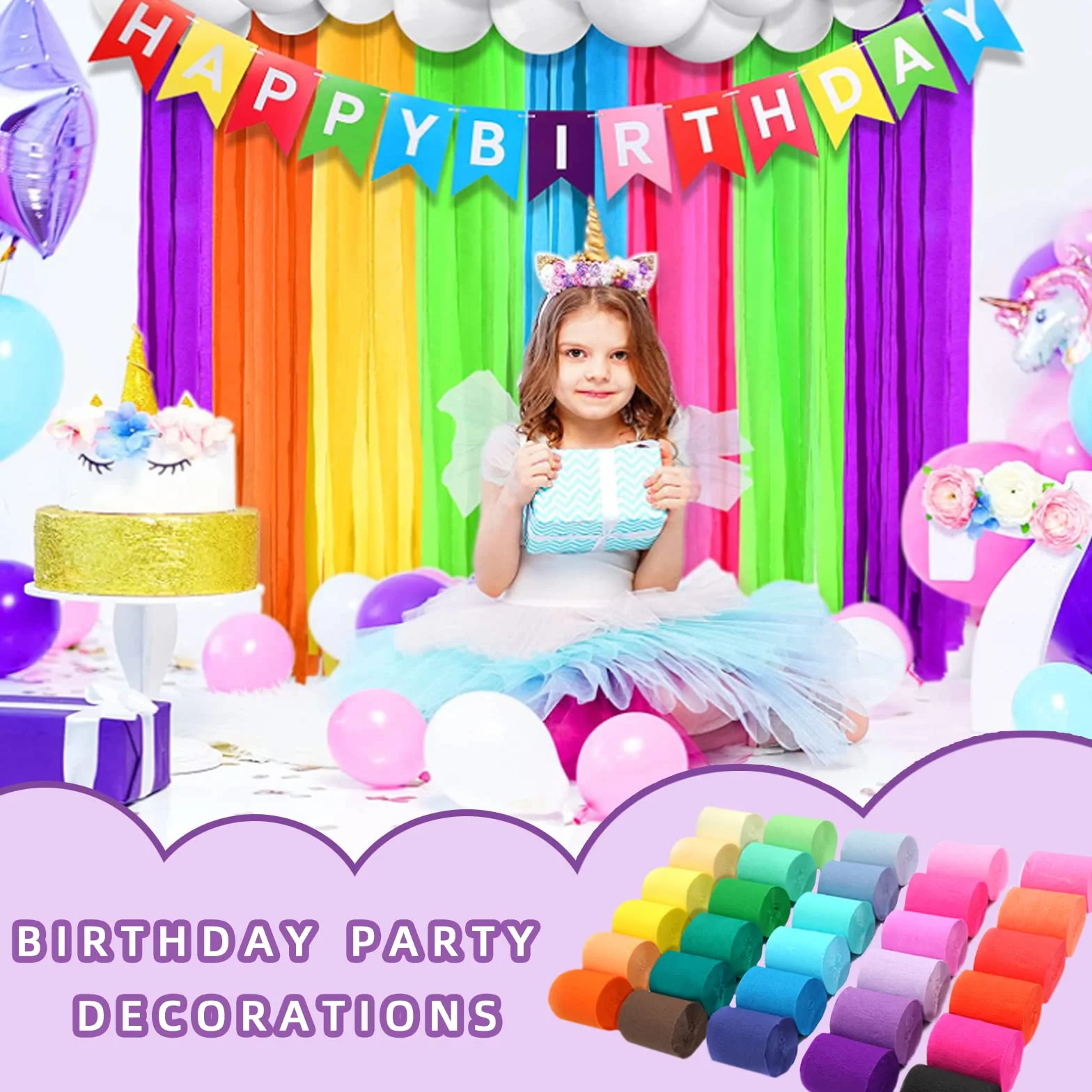 Carta Crespa 30 Colori, Nastro Crespato Stelle Filanti 5 cm x 10 m per Decorazioni Nozze