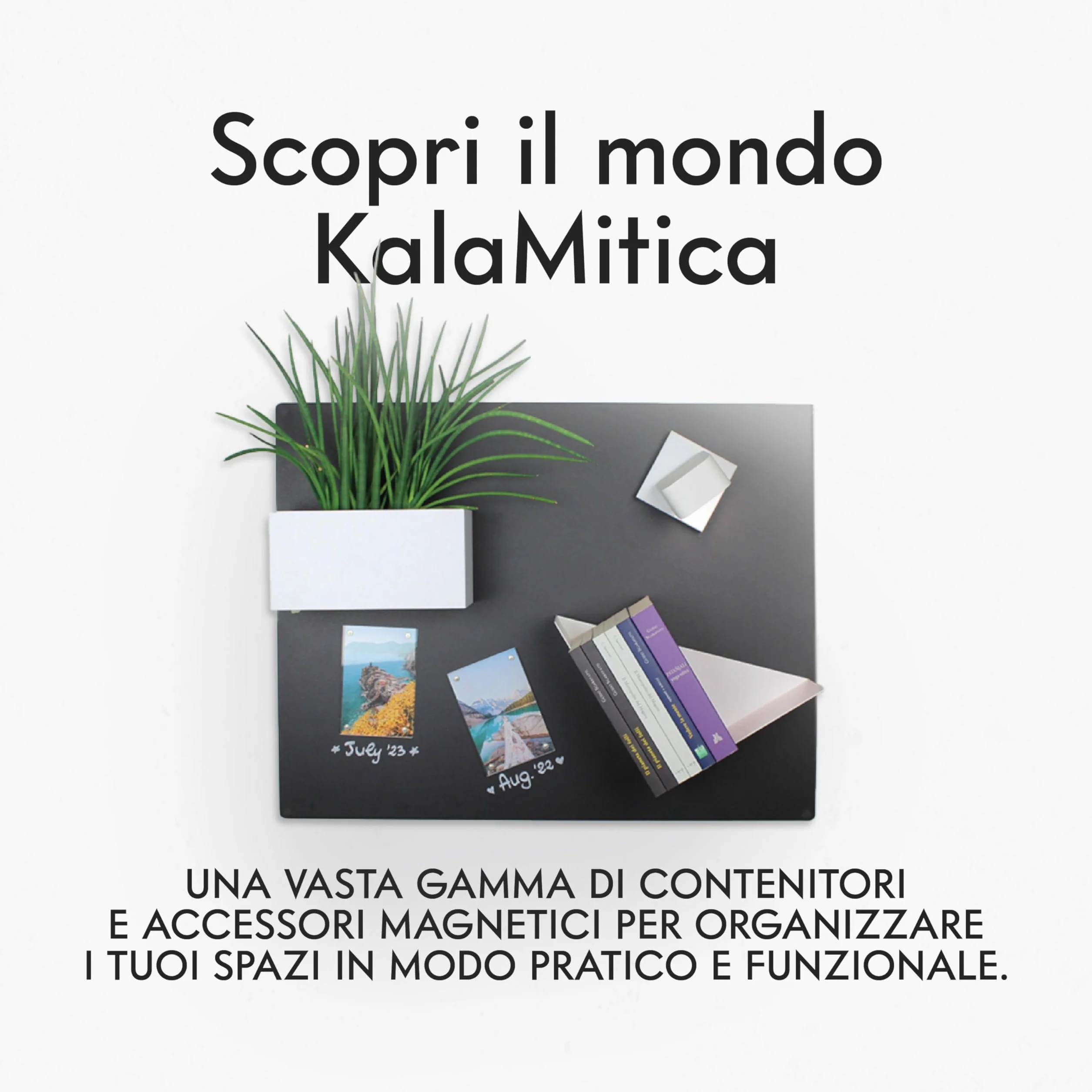 KalaMitica - Lavagna Magnetica da Parete - Scrivibile con Gessetti e Cancellabile - Nero Antracite - 74x57 cm