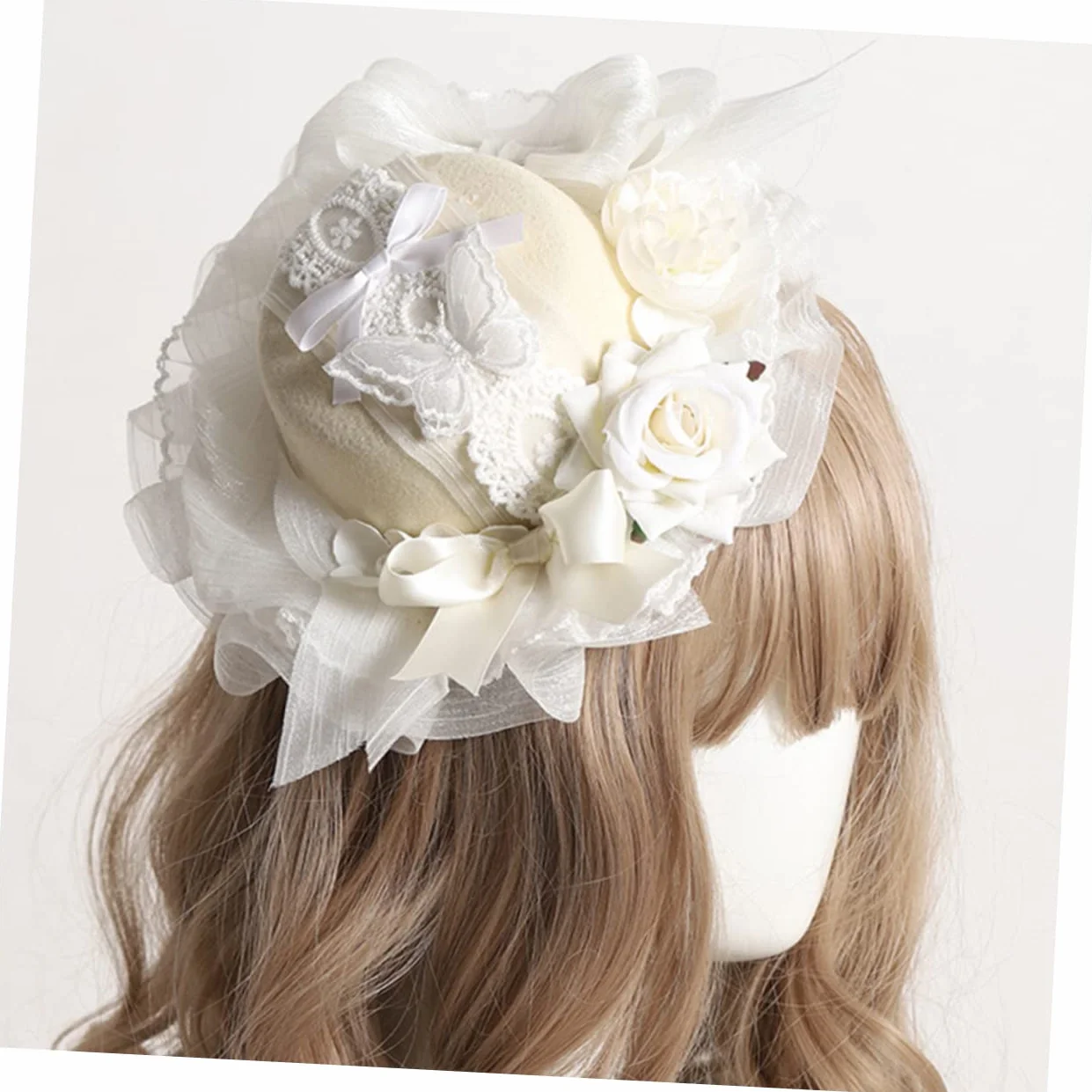 Cappello Embrione Cappello Cappelli Accessori per La Realizzazione di Copricapo Sentito Accessorio Elegante Stoffa Nozze Tessuto Berretto Calvo Signore Beige Rete