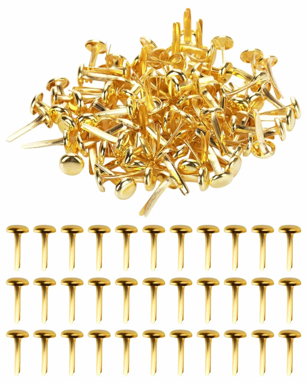 100 Pezzi Brads Metallo Colorati per Scrapbooking Fai da Te (Oro)