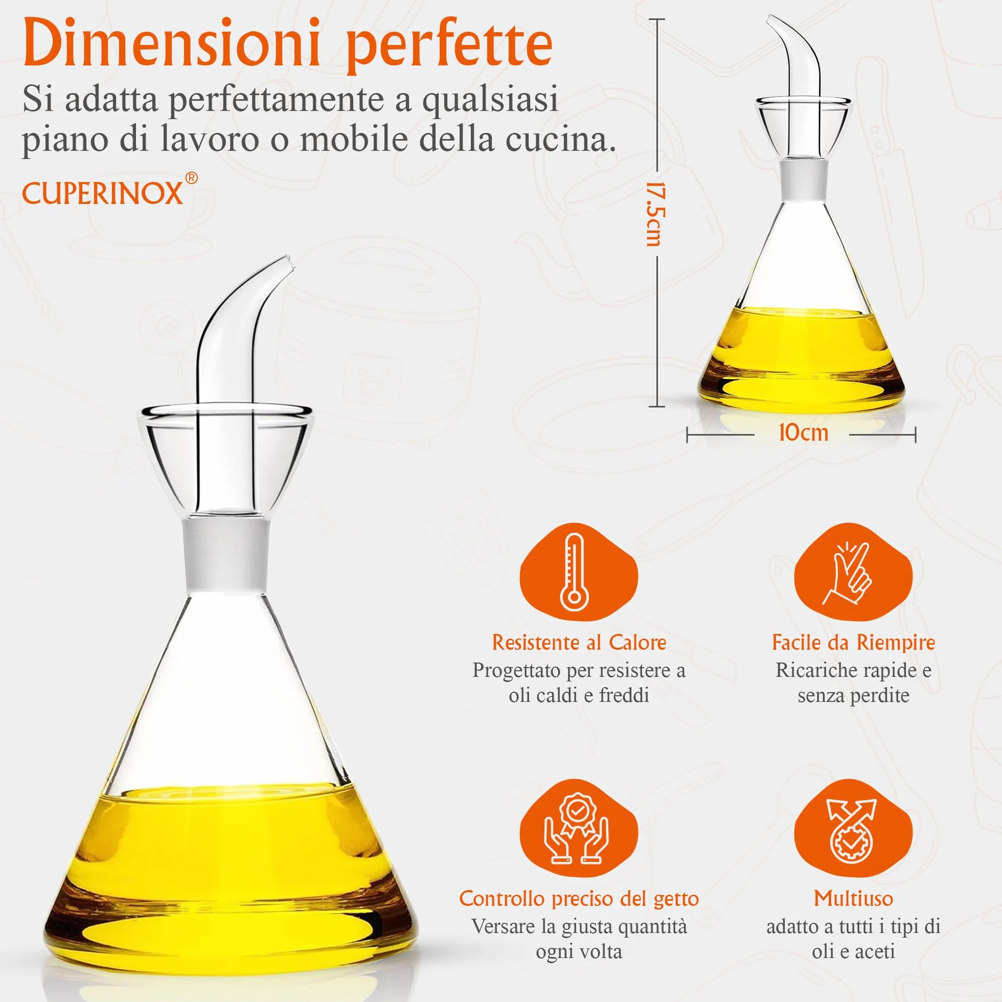 Oliera in Vetro Antigoccia per Olio d'Oliva 250 ml