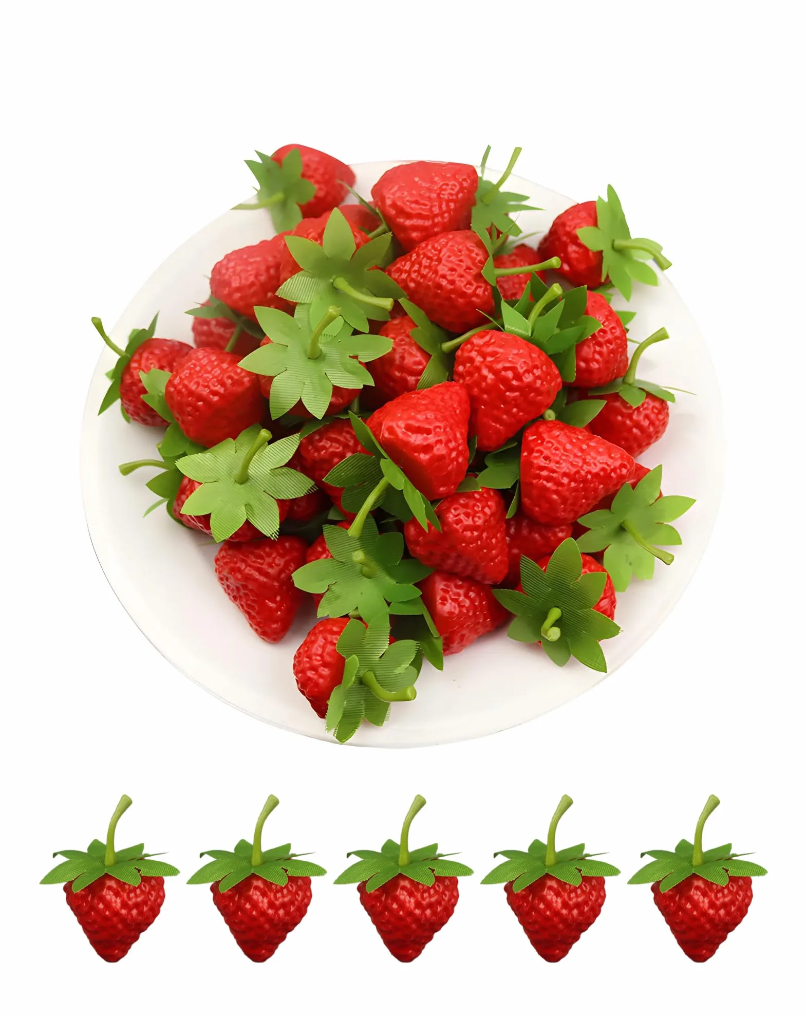 Fragole Finte in Plastica Realistiche Rosse Decorative 30 Pezzi per Casa Cucina Feste Matrimoni Fotografie