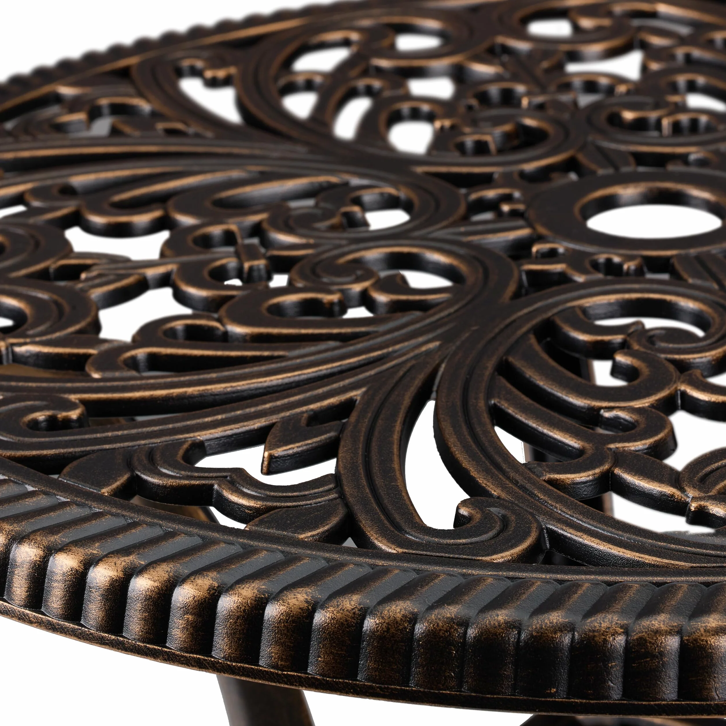 Relaxdays Tavolino da Giardino, Tavolo Rotondo da Balcone, HxD: 53x53 cm, Mobile in Alluminio da Esterno, Nero Bronzo