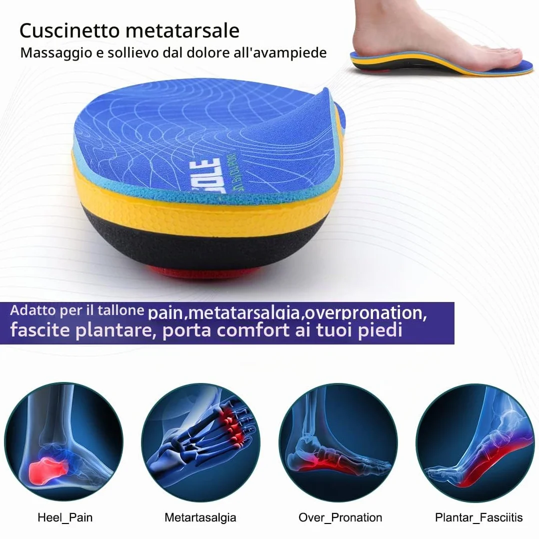 VALSOLE Solette Ortopediche Supporto Arco Plantare per Piedi Piatti Fascite Plantare Uomo Donna