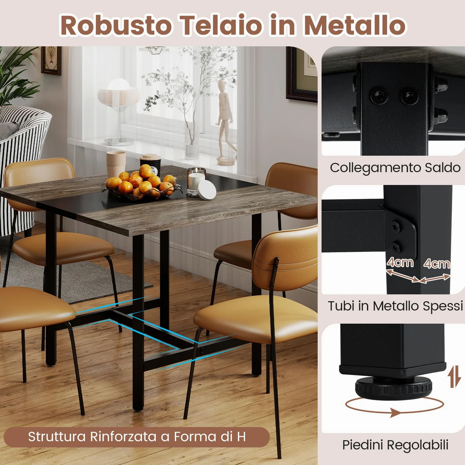 COSTWAY Tavolo da Conferenza Quadrato 100 cm, Tavolo da Riunioni con Piano Rinforzato e Struttura Metallica Robusta, Ideale per 4 Persone da Ufficio e Sala Riunioni (Grigio)