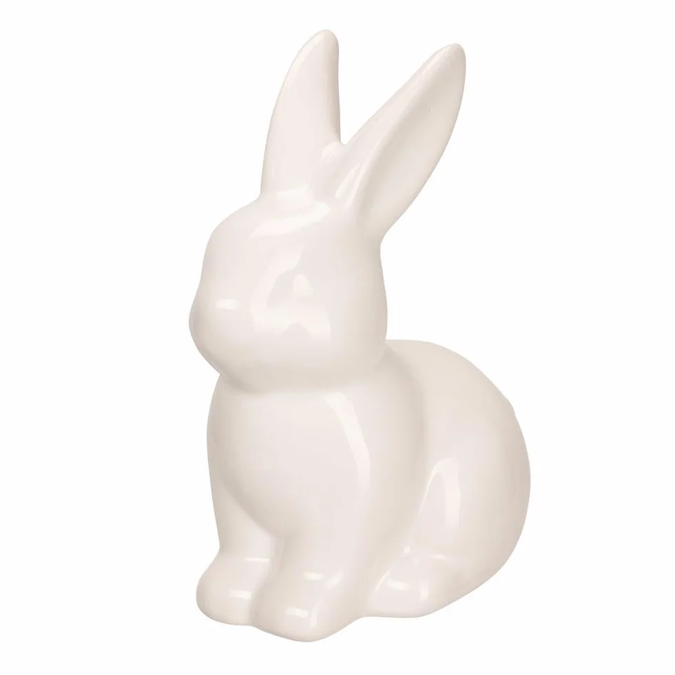Ideen mit Herz Figura decorativa coniglietto pasquale bianco lucido dolomite 2 pezzi