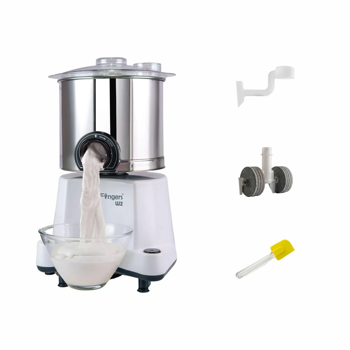 SmartFingers Comfort Plus, macinino a umido da 2 l, bianco, 150 W, 3 velocità, acciaio inossidabile