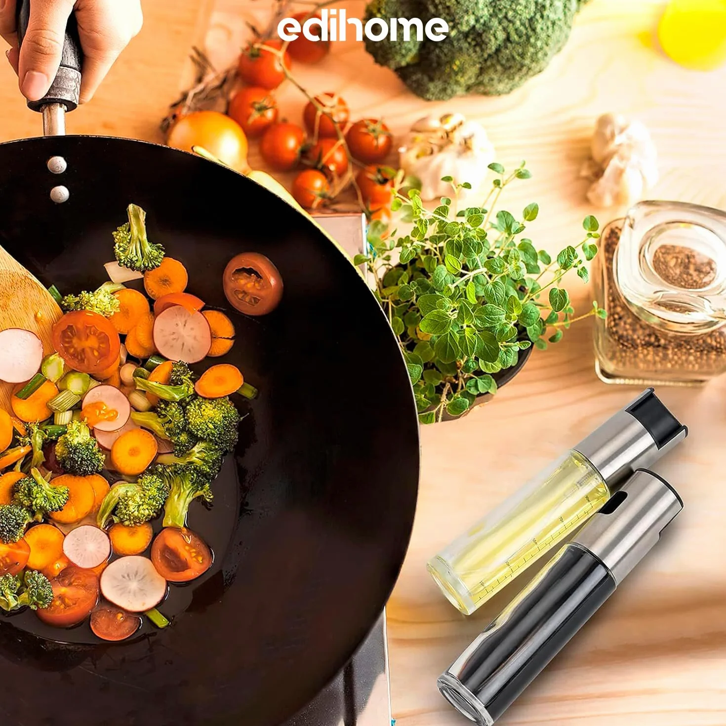 edihome Oliera Spruzzino Olio per Friggitrice Aria 100 ml Spray Nebulizzatore Acciaio Inox