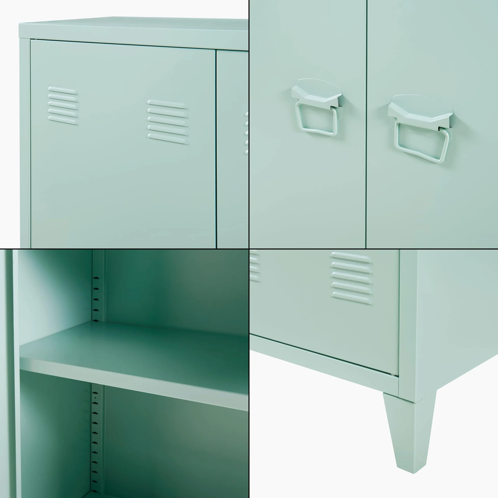 [en.casa] Armadietto da Ufficio Mobile in Acciaio per Archivio Armadio a 2 Ante e Ripiani 110 x 75 x 33 cm Verde Pastello