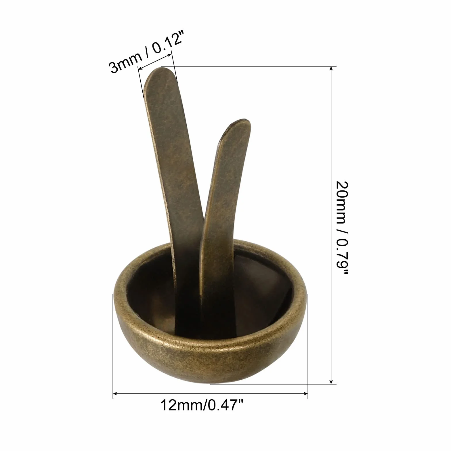 PATIKIL 100pz 12x20mm Mini Puntine Carta Fissaggi Rotondo Bronzo Tono per Arte Scrapbooking