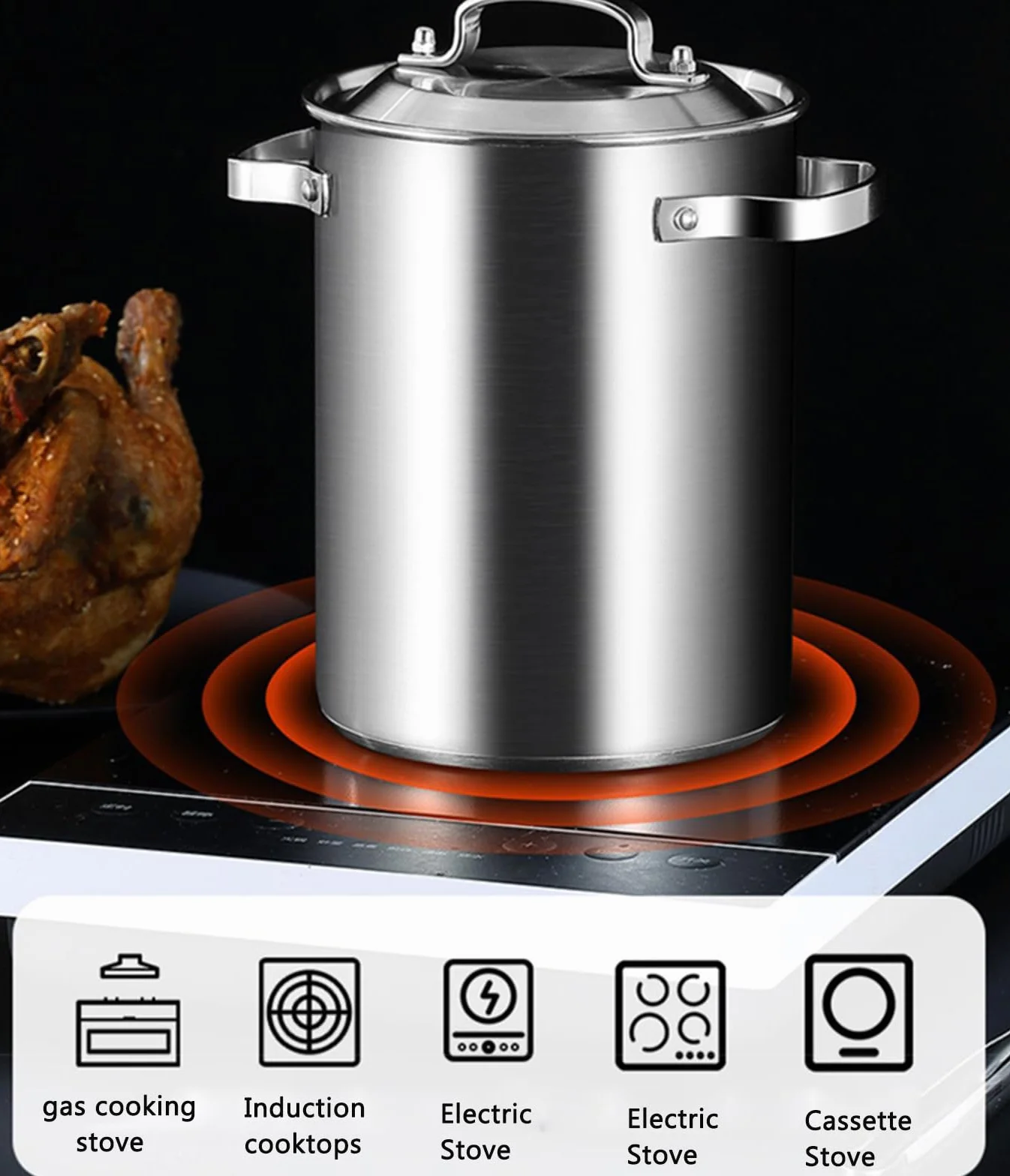 Pentola per pasta di verdure con cestello interno e coperchio, in acciaio inox, spaghetti, pasta, fornello, corpo alto, casseruola per cucina, patatine fritte, pollo