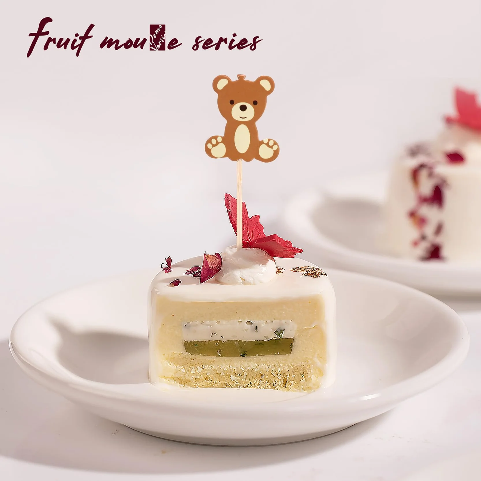 Orsetto Carino Plettri per Torta Dessert 100 Pezzi in Legno