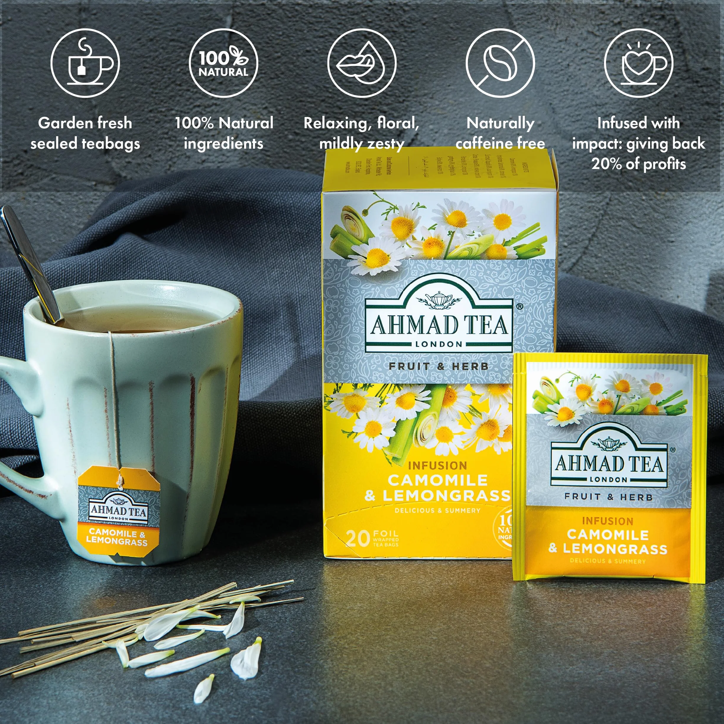 Ahmad Tea Camomile & Lemongrass Tea Infusion 20 Bags 30g