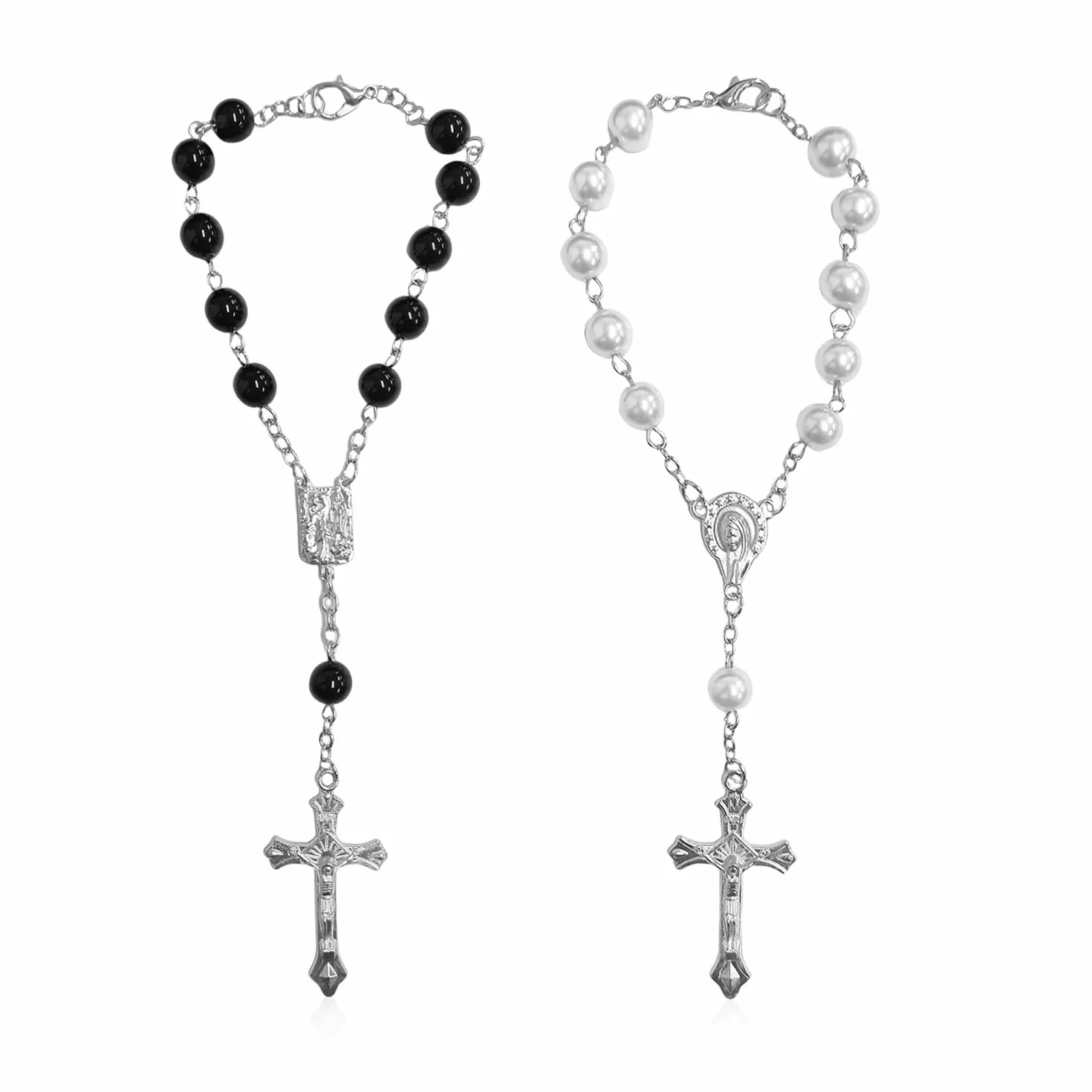 Catena Per Rosario Da 2 Pezzi, Accessori Interni Per Camion, Ciondolo Decorativo Per Auto, Braccialetto Per Rosario Con Croce, Ciondolo Per Interni Auto, Accessori Per Auto