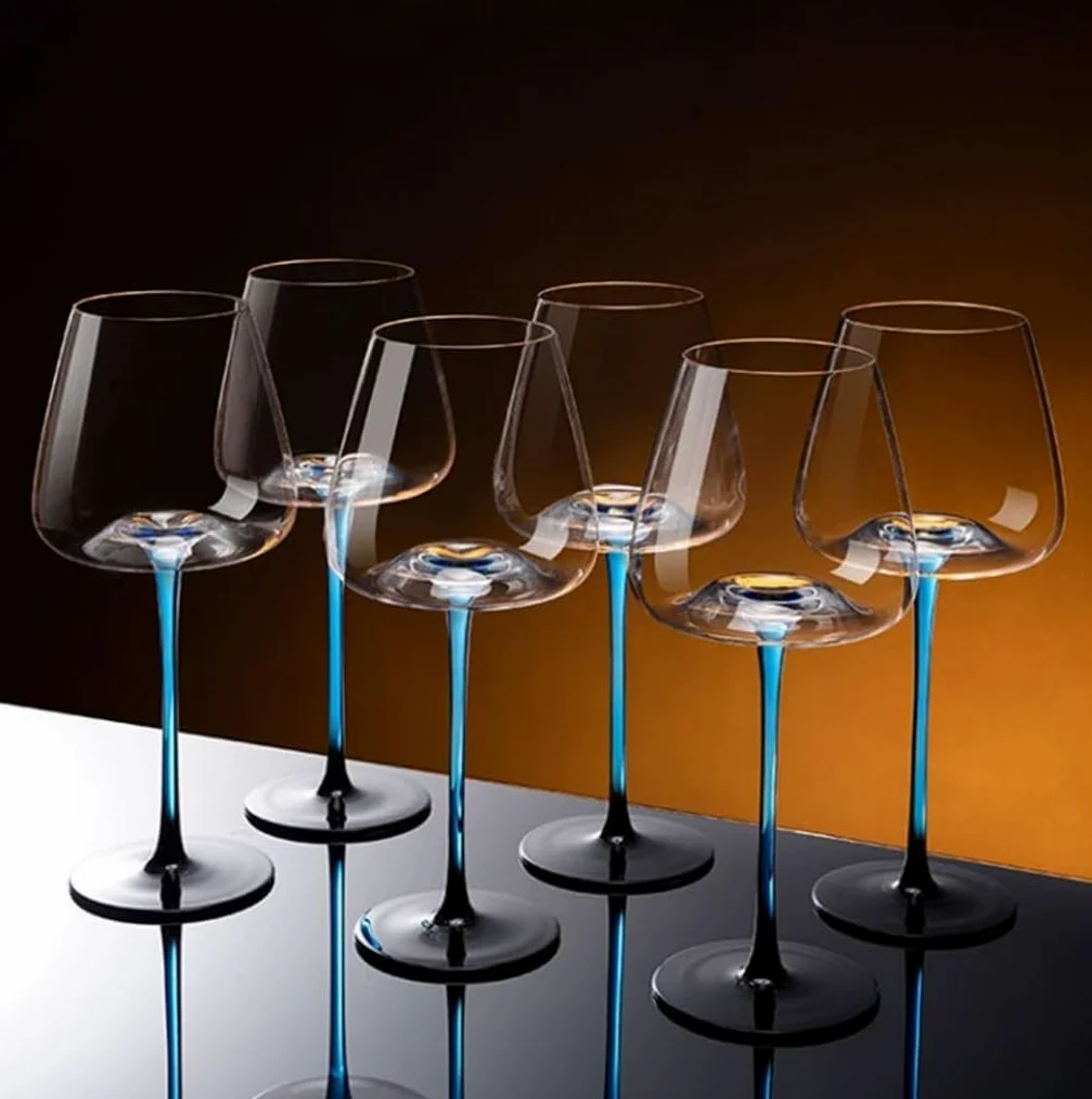 BKEKM Bicchieri Vino Set di Bicchieri da Vino a Stelo Lungo, 520 ml/17,6 Once, Bicchieri da Vino in Cristallo, Confezione da 2-6 Bicchieri da Vino Rosso, Bicchieri da Champagne squisiti