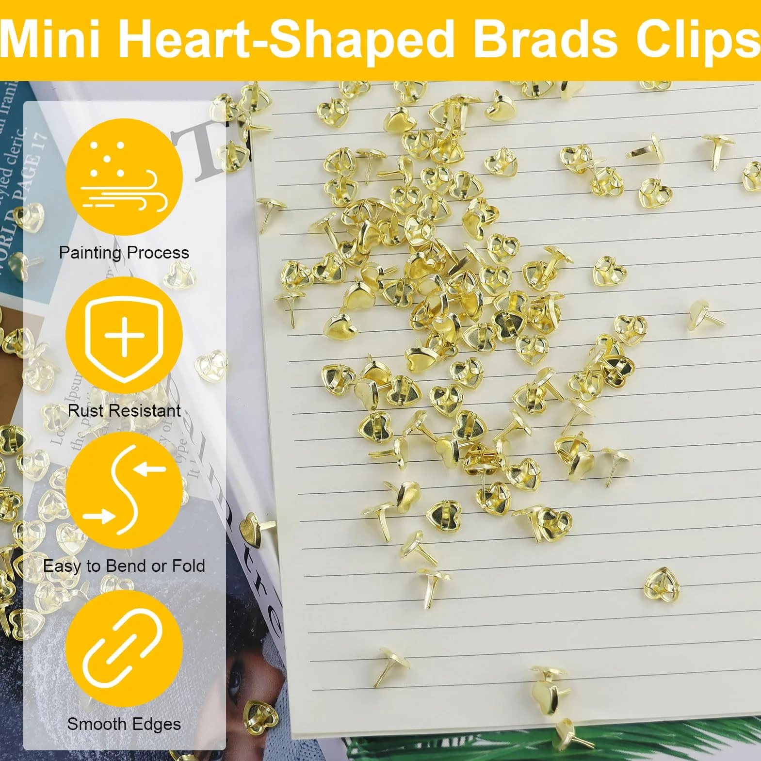 220 Pezzi Mini Mollette a Forma Cuore in Metallo, 9 mm Metallo Elementi Fissaggio in Carta,Oro Fermacampioni Mollette,Lavoretti Carta Artigianato Album,per Artigianato, Bambini