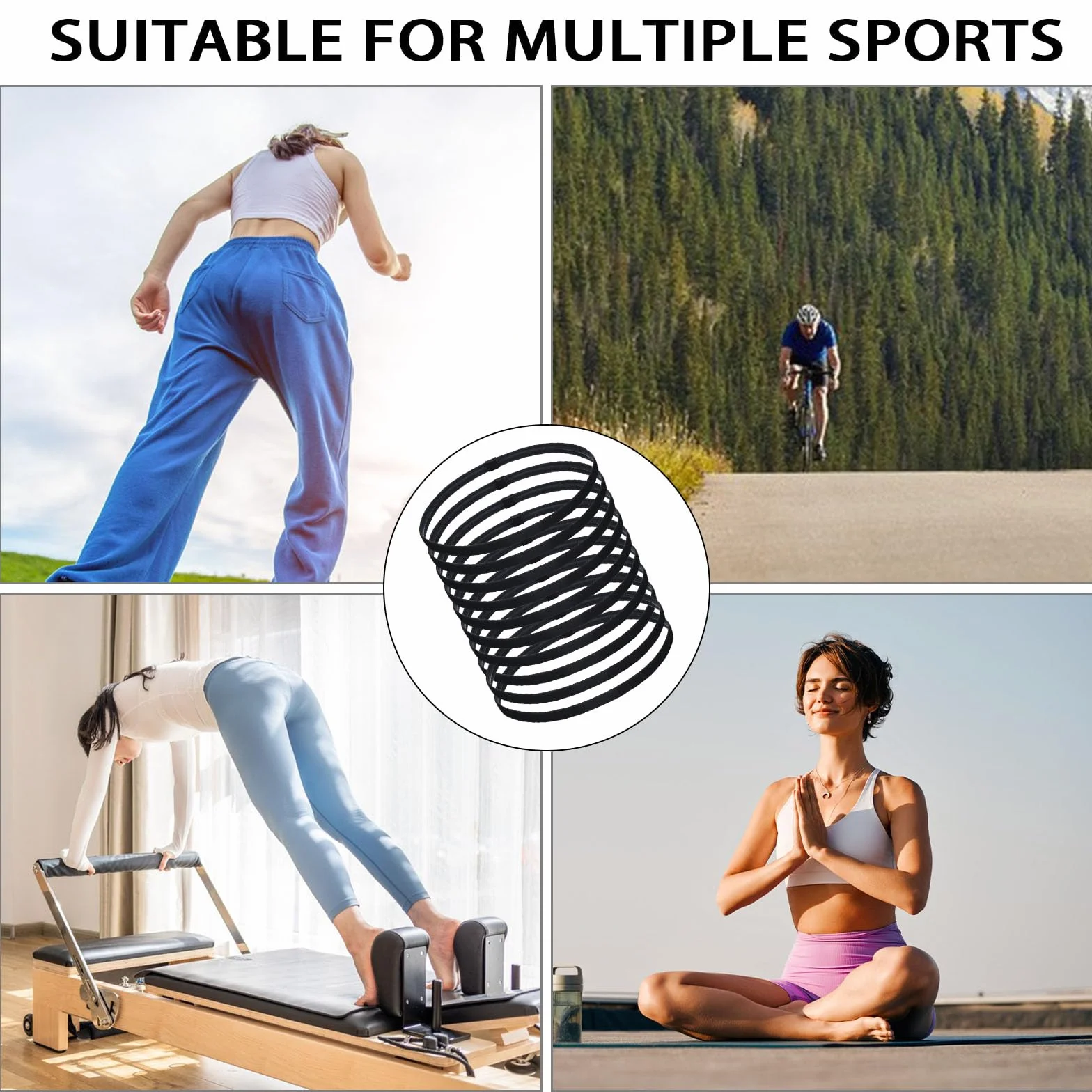 Fascia Capelli Sportiva 10 Pezzi Antiscivolo Elastico Donna Uomo per Jogging Running Calcio Yoga Allenamento