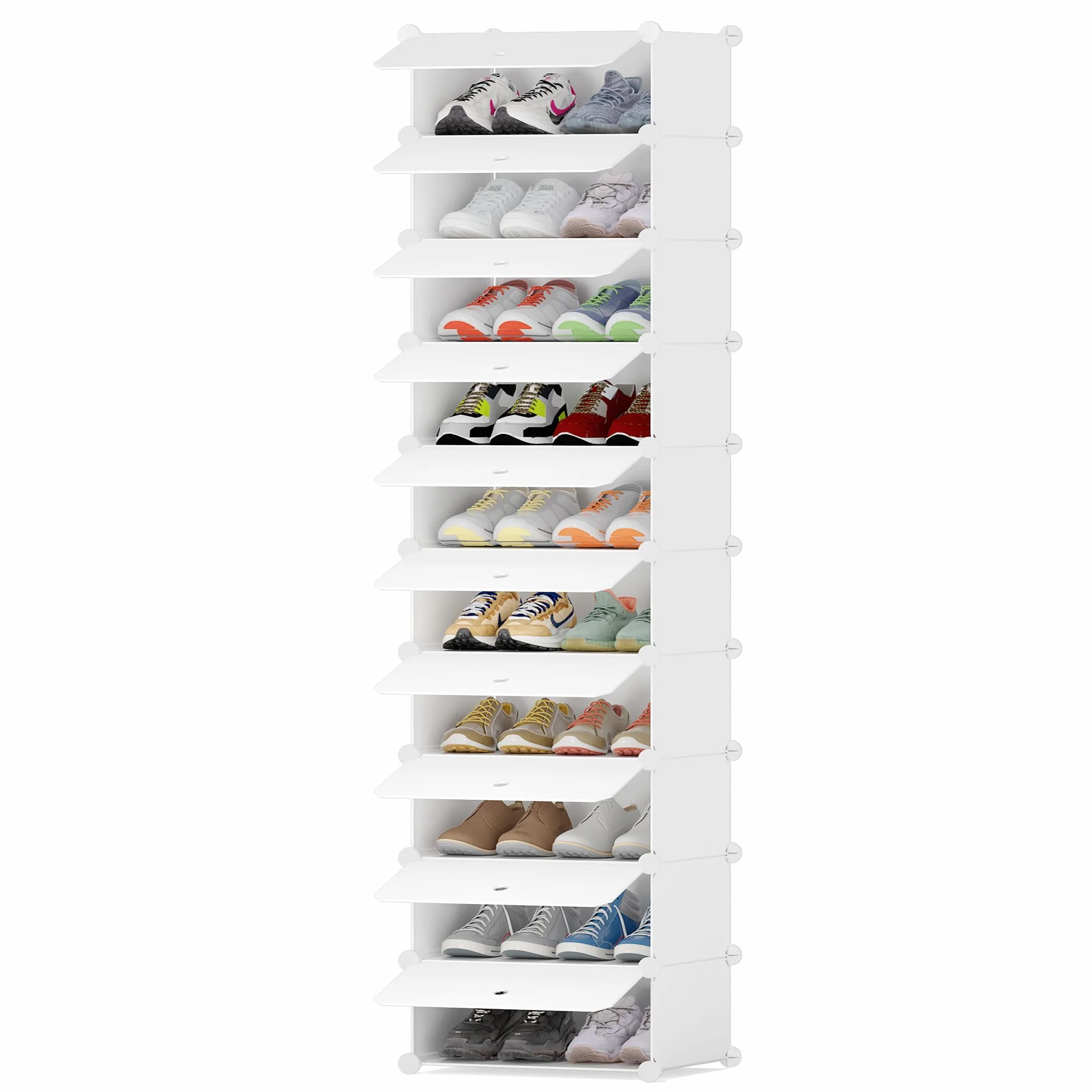 HOMIDEC Scarpiera 10 Ripiani Contenitore 20 Paia Scarpe Plastica Bianco