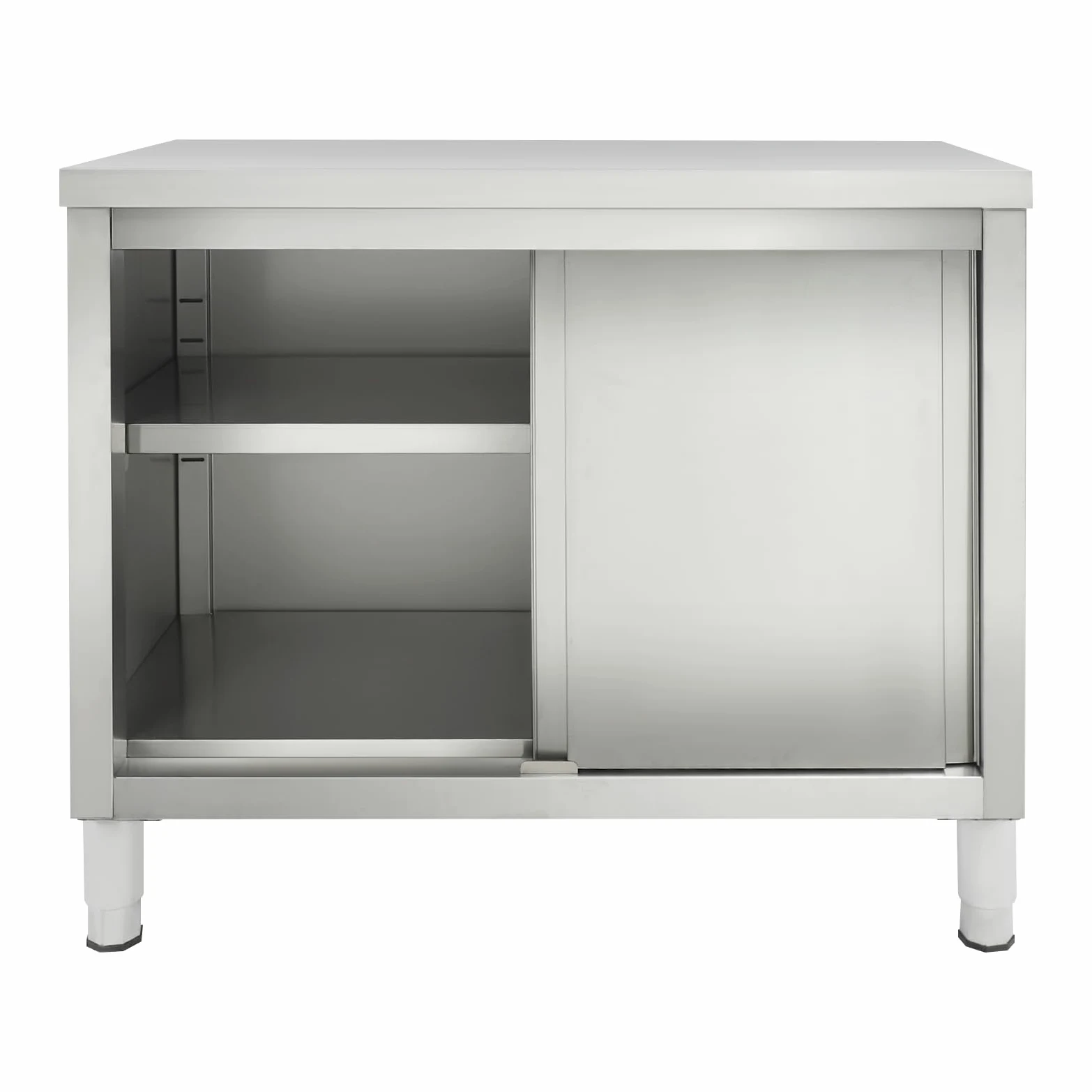 Armadio da lavoro con ante scorrevoli, piano da lavoro in acciaio inox, armadio con piano da lavoro per cucina, armadio autoportante in acciaio inox, tavolo in acciaio inox per cucina