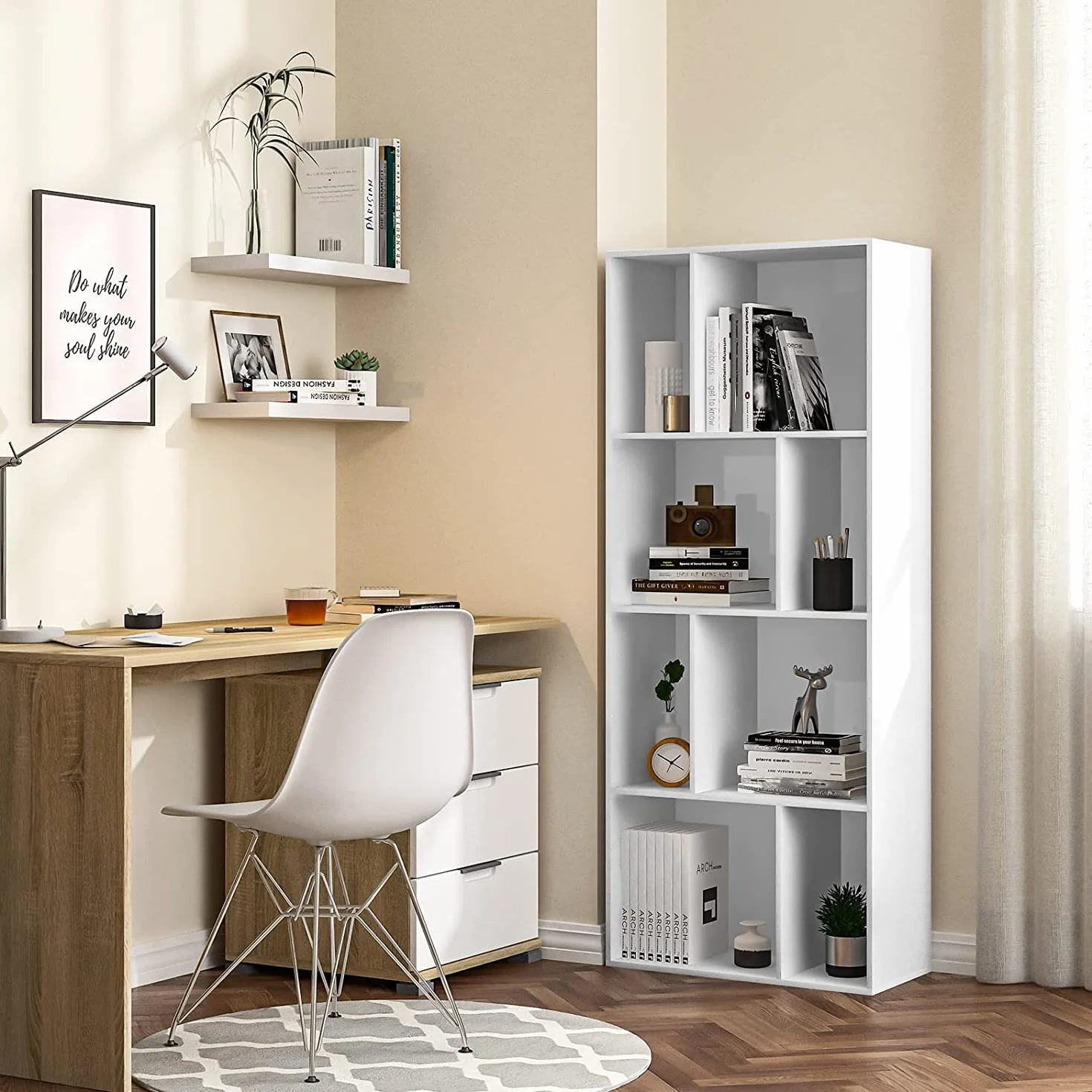 WOLTU Mensola da Parete in Legno MDF Bianca set di 2