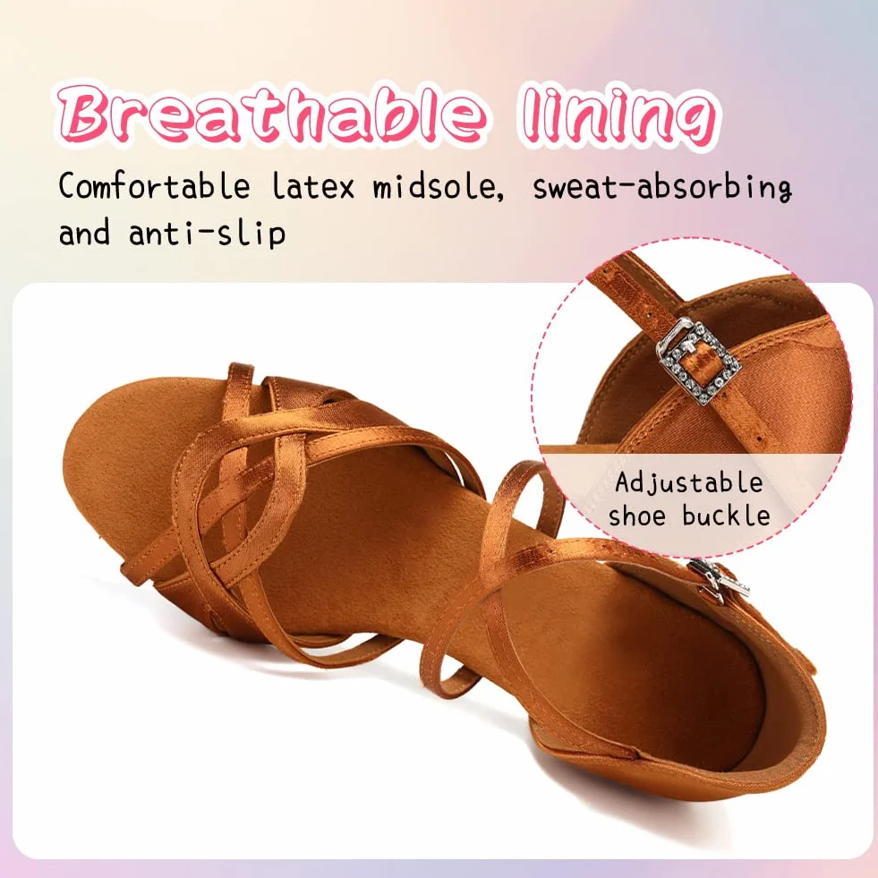 HIPPOSEUS Scarpe da Ballo Latino per Donne con Tacco Basso Modello 3038