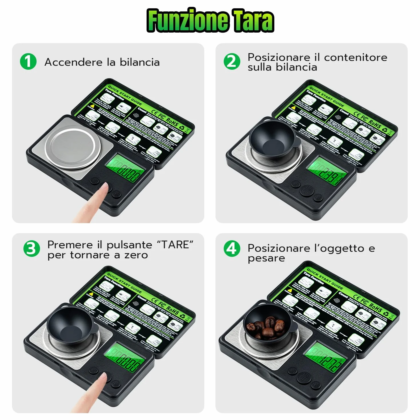 Bilancia ai Milligrammi 50g / 0,001g,Mini Bilancia Tascabile di Precisione con Display LCD,7 Unità,Funzione Tara e Peso di Calibrazione,Bilancino Digitale per Grammi,Oro,Gioielli e Laboratorio