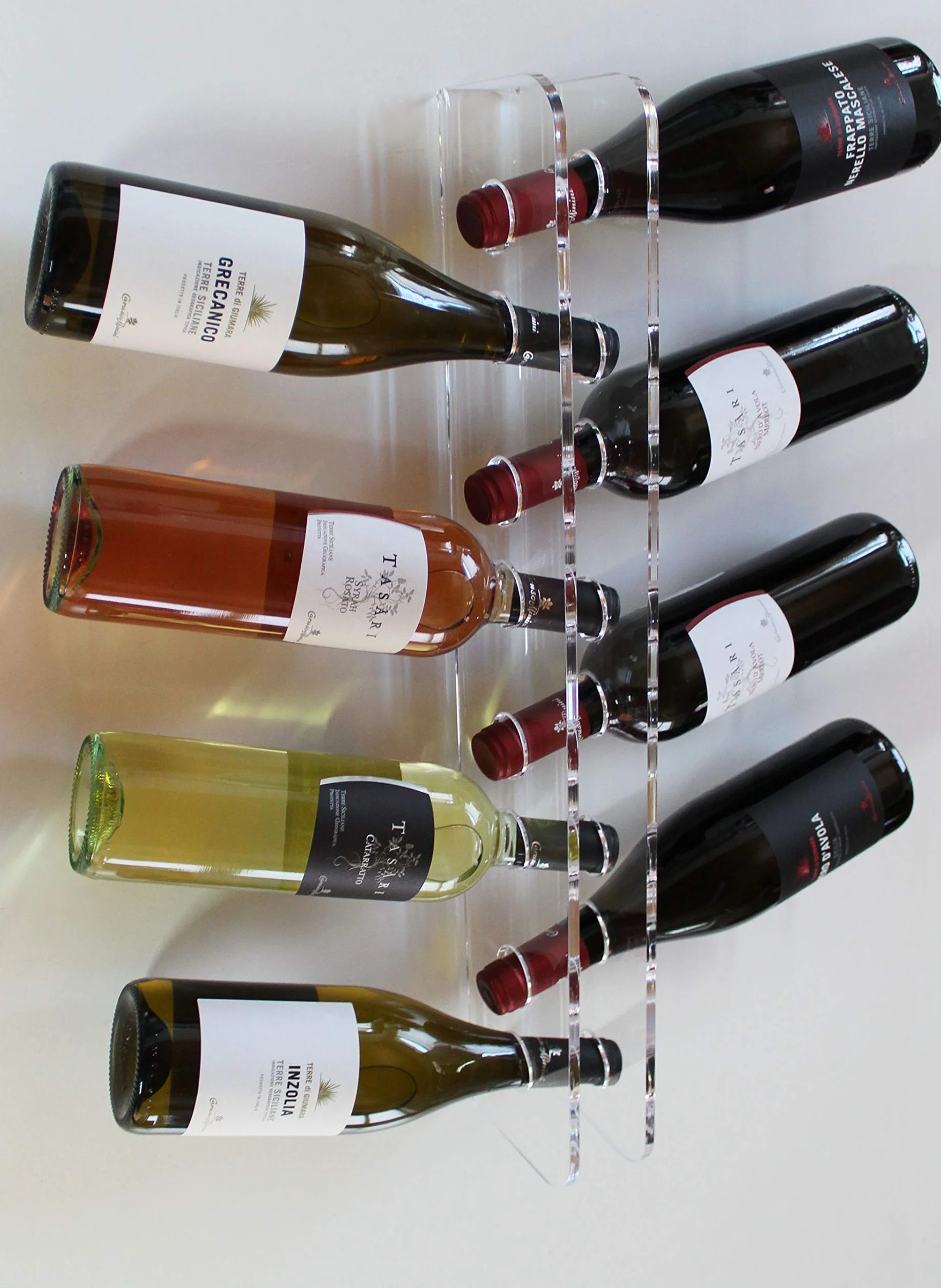 Agplex Cantinetta Vino - Portabottiglie Vino da Parete in vetro acrilico plexig. - Porta Bottiglie di Vino trasparente (Capacità 10 Bottiglie)