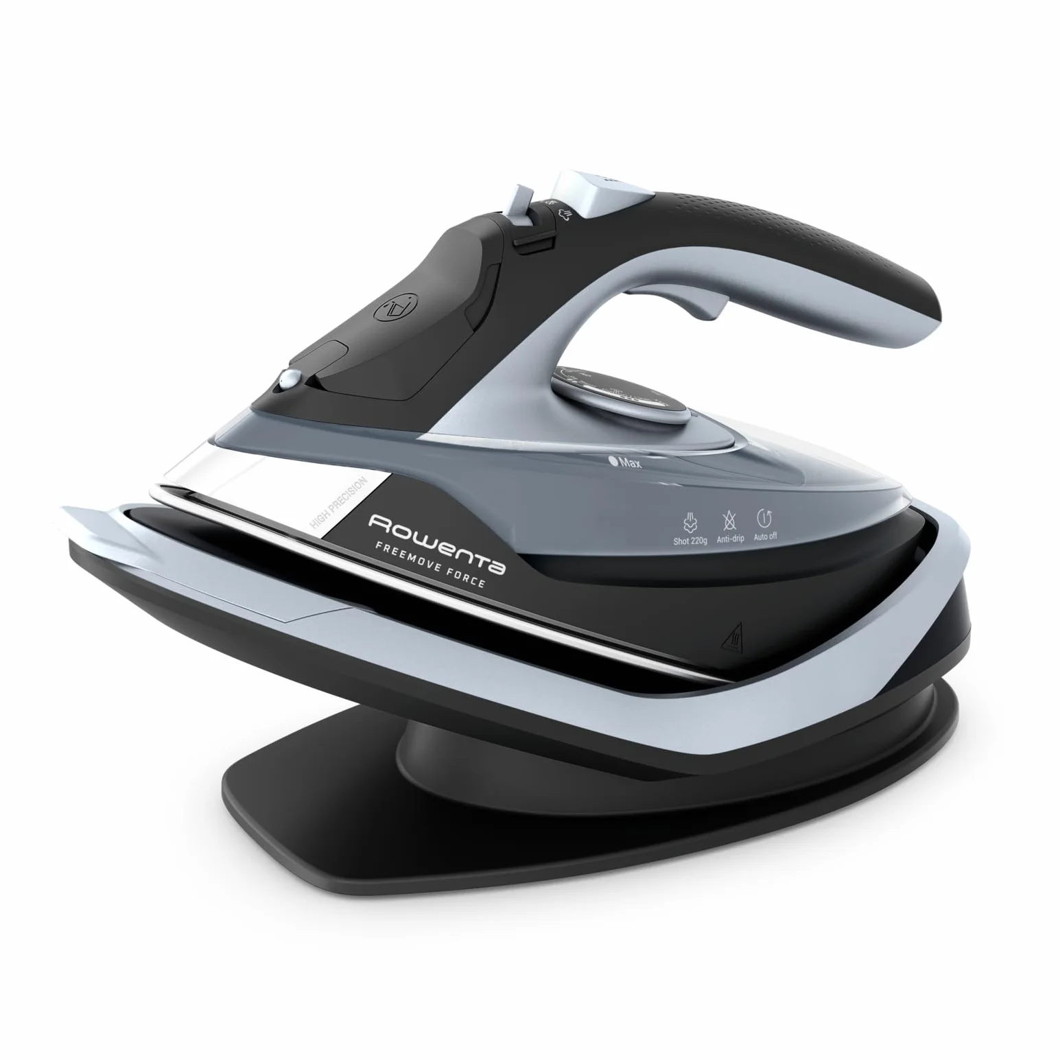 Rowenta Freemove Force, Ferro da Stiro a Vapore Senza Filo, Efficiente, Riscaldamento Rapido, Leggero, Ricarica Rapida, Erogazione del Vapore di 35 g/min, Spegnimento Automatico, DE6720D1