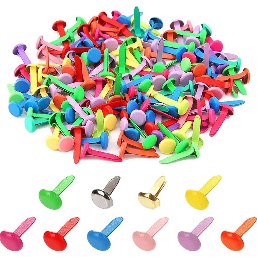 200 Pezzi Brads Rotondi, Fermacampioni Scrapbooking Fermacampioni Piccoli Mini Brads Campione di Metallo Metallo Elementi di Fissaggio Puntine per Scrapbooking Artigianato Fai da Te Album Carta
