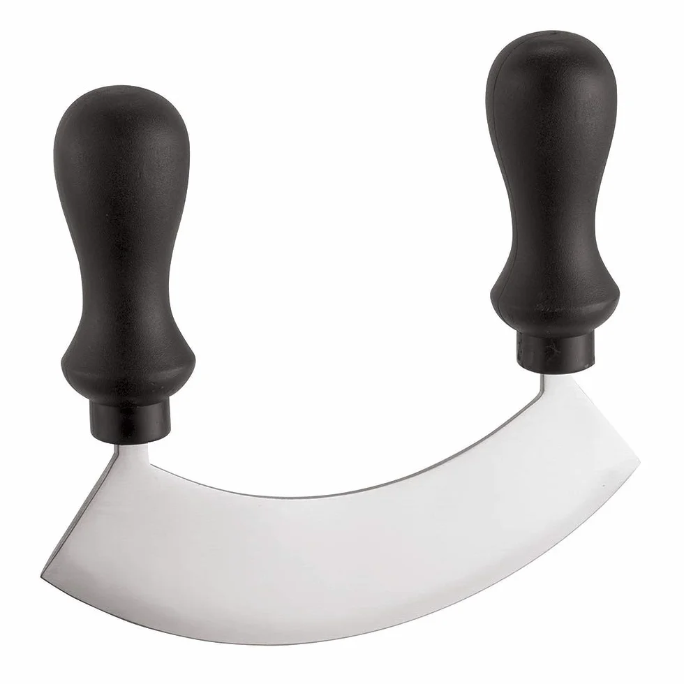 Paderno - Mezzaluna a Filo in Acciaio Inox Ice Hardening, Manici Antiscivolo in PP - Lunghezza 14 cm
