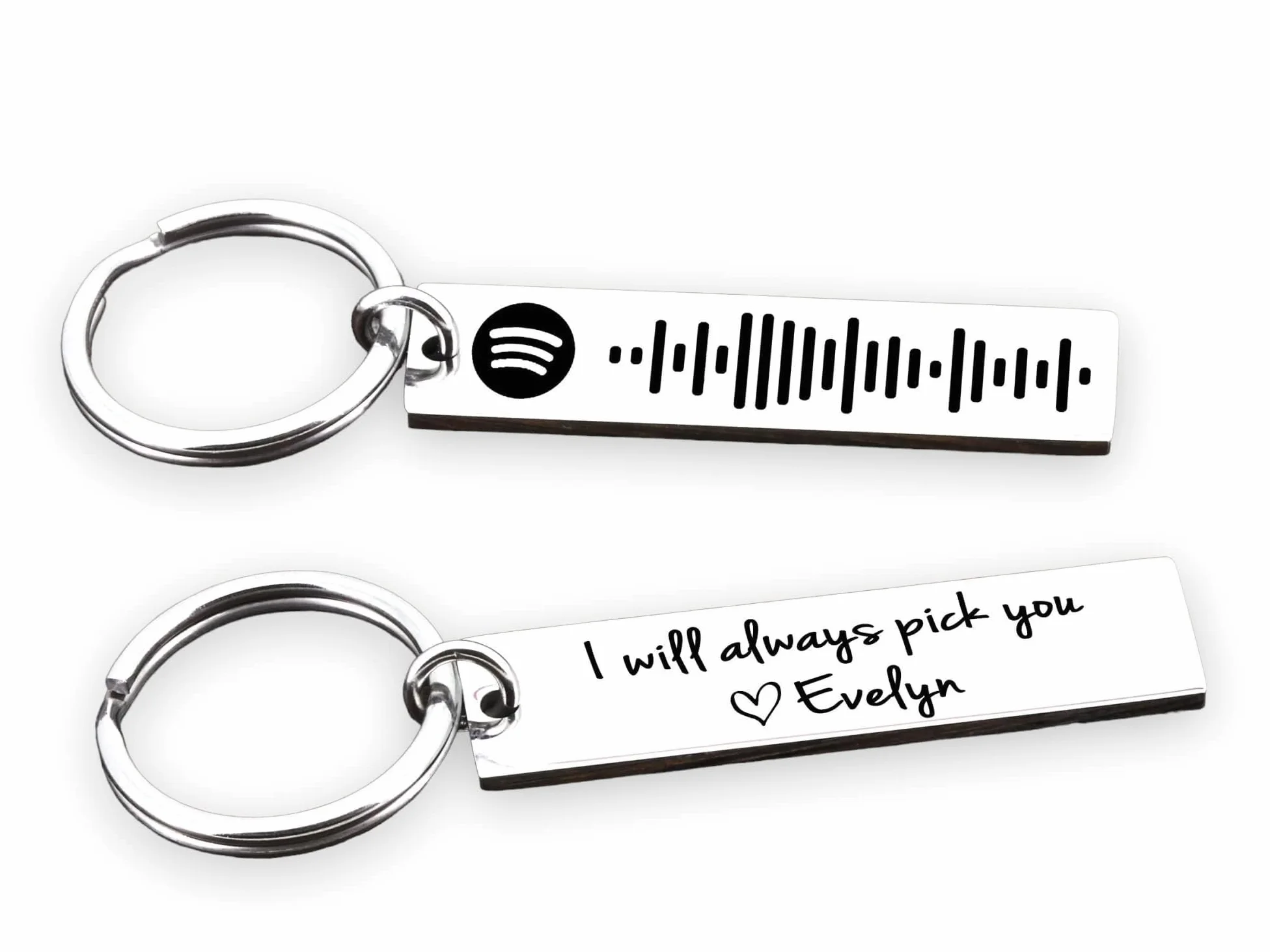 Vero Bijoux Portachiavi Spotify in Acciaio Inossidabile Personalizzabile con Canzone e Dedica - Idea Regalo (Argento)