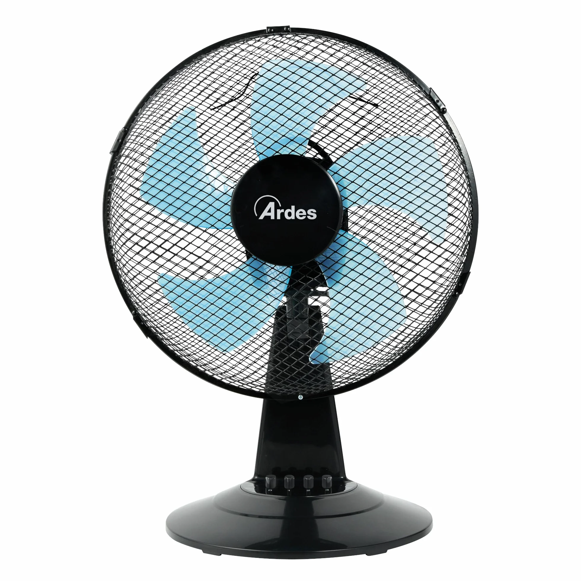Ardes STEELO 30N Ventilatore da Tavolo 40W 30 cm Oscillante con Oscillazione Automatica, Inclinazione Regolabile, 3 Velocità Silenziose, Base Stabile e 5 Pale