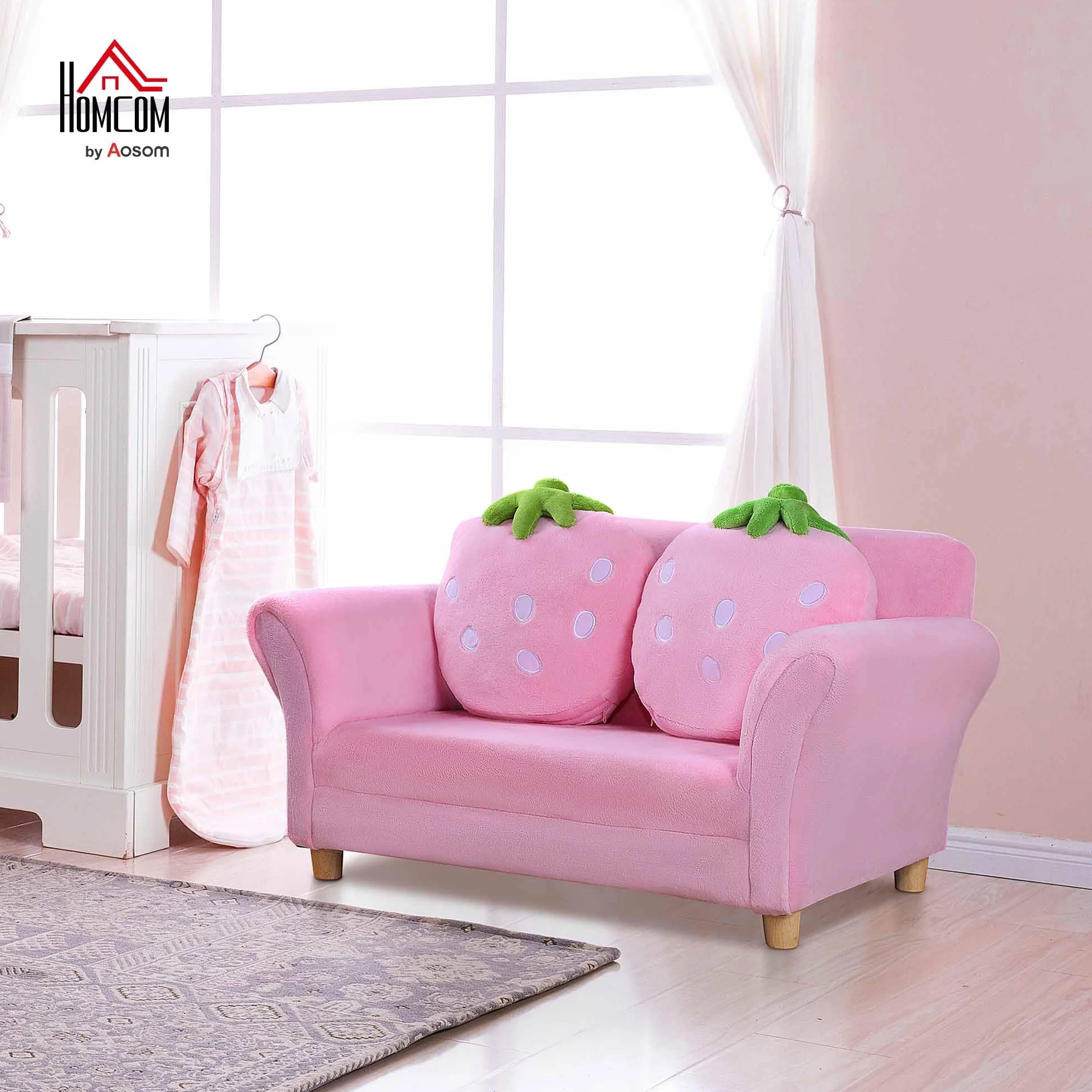 HOMCOM – 55 – 0014 bambini sedia/poltrona/divano/Bambini/doppio/singolo Soft NEU (fragola Sofa)